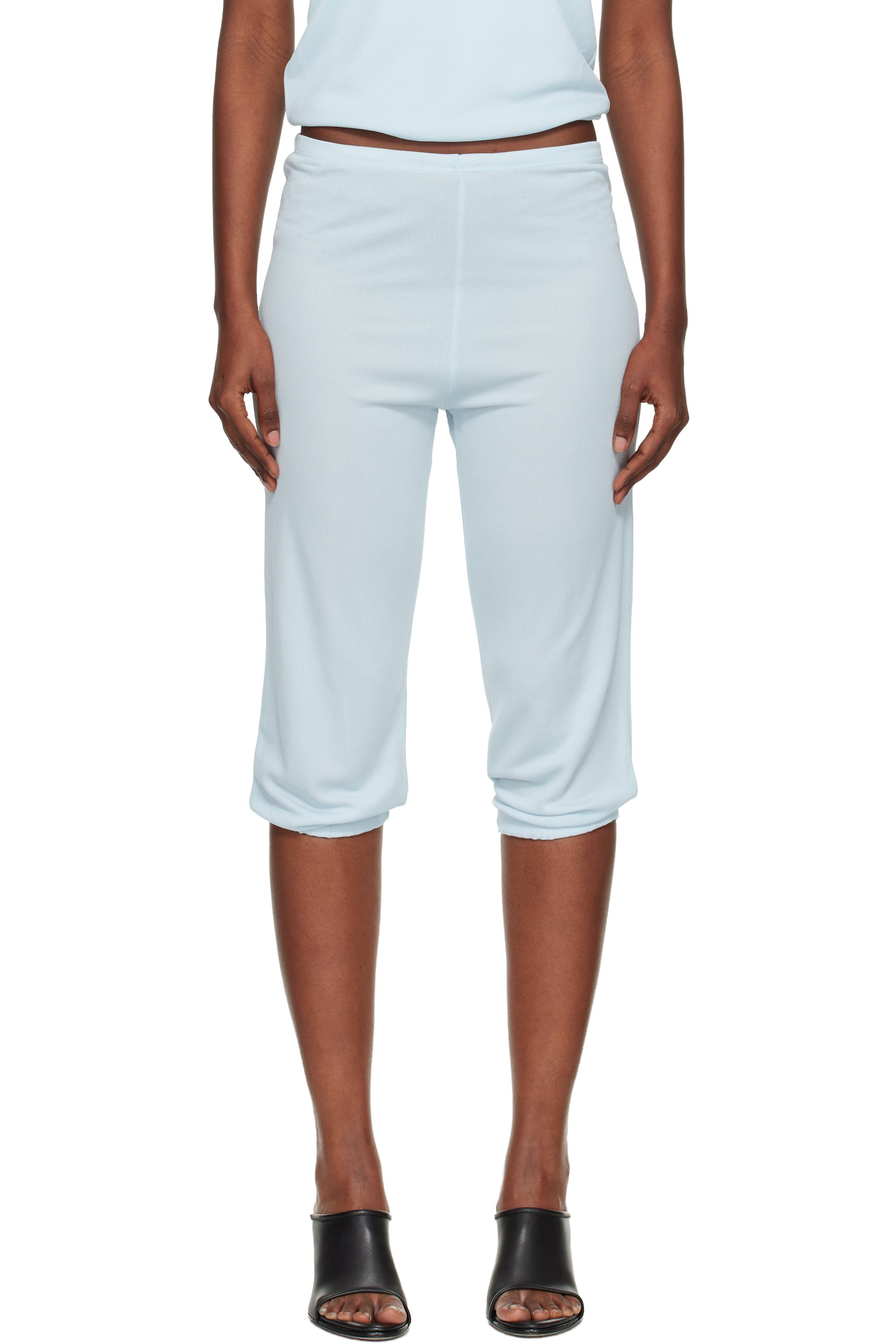 BAMBOU ROGER KWONG - Pantalon de détente Dance Corsaire bleu en jersey crêpe double face