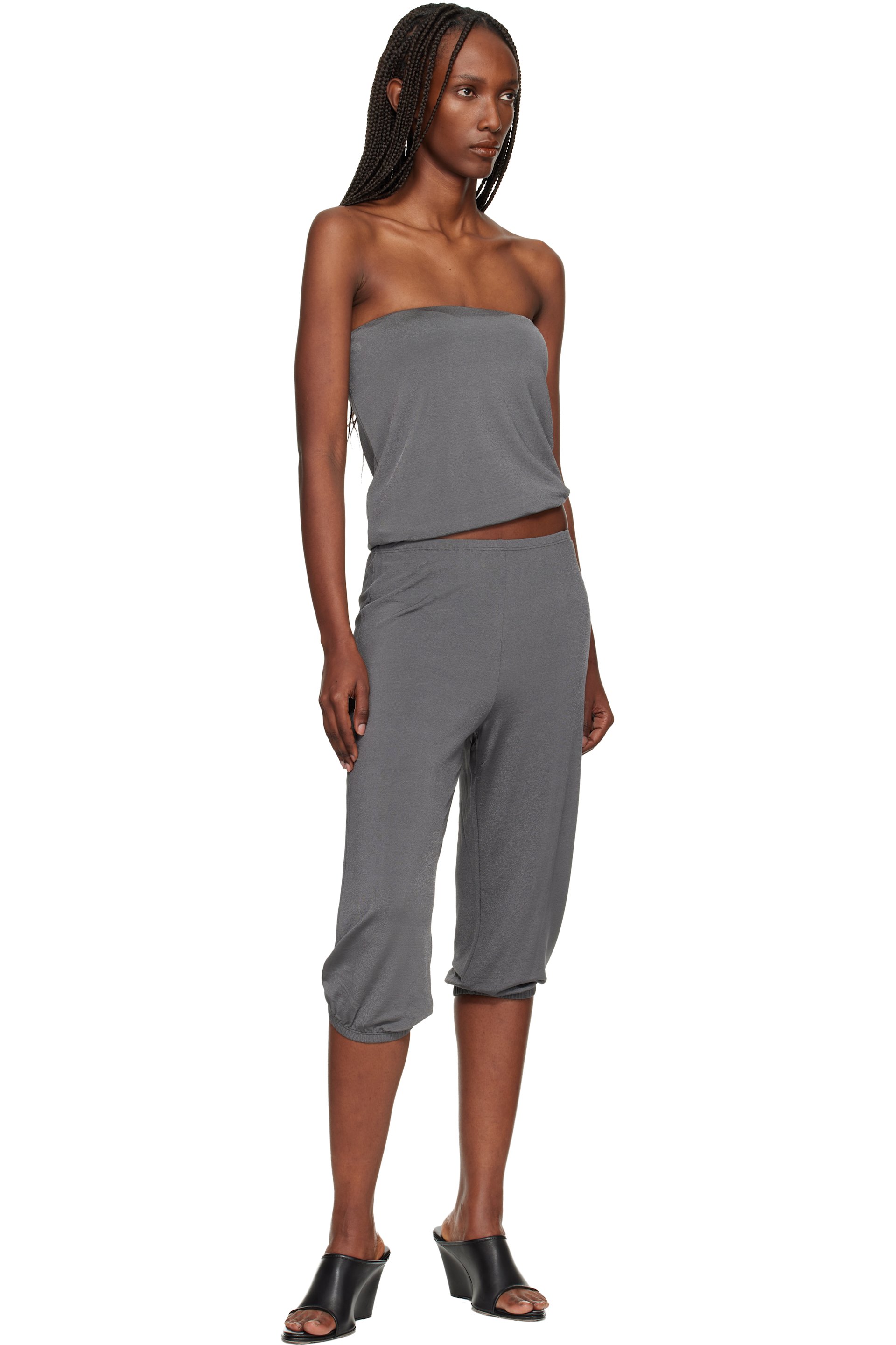 BAMBOU ROGER KWONG - Pantalon de détente Dance Corsaire gris en jersey crêpe lustré