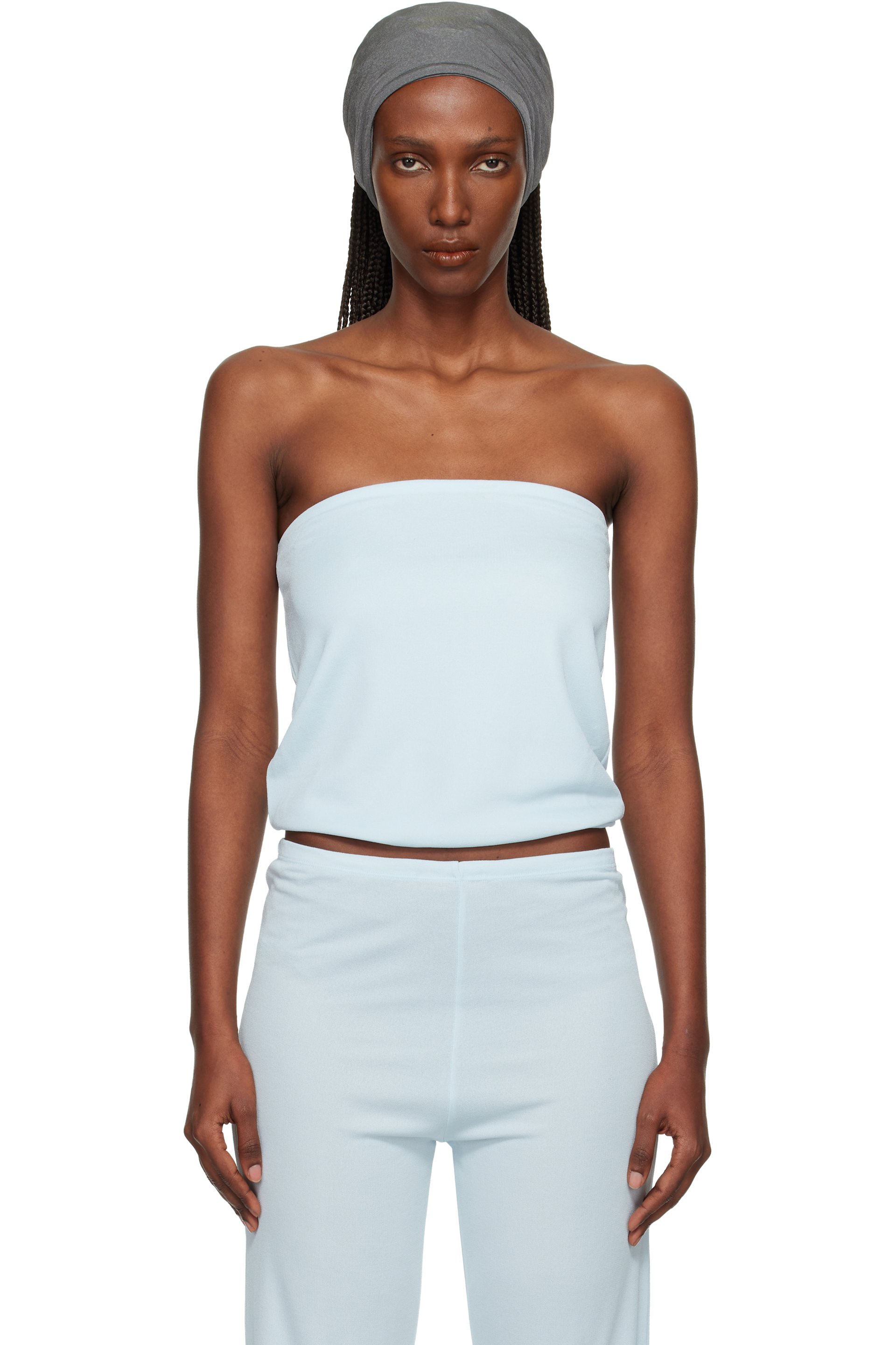 BAMBOU ROGER KWONG - Bustier bleu en jersey crêpe lustré