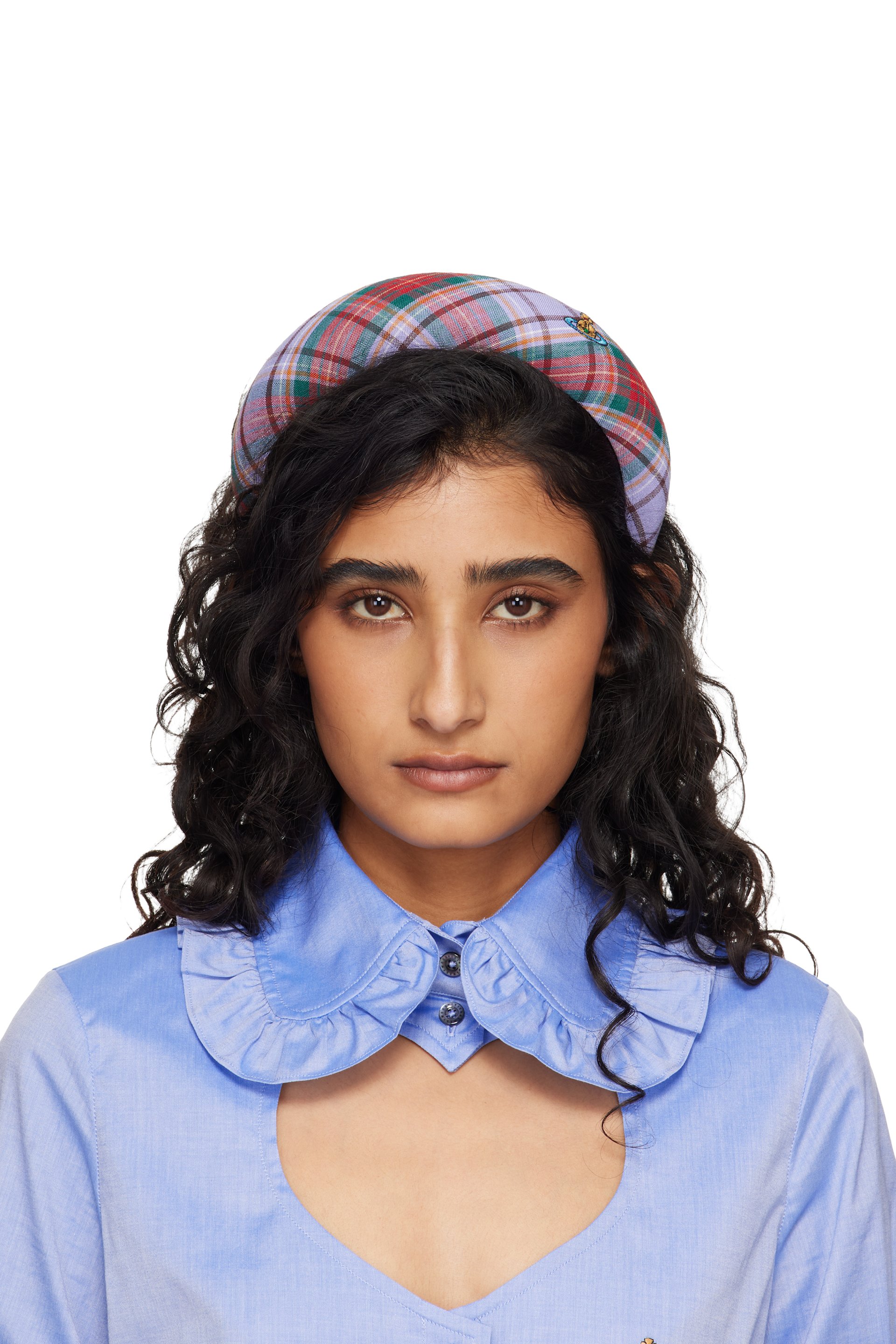 Vivienne Westwood - Serre-tête Louth mauve et rouge à motif tartan