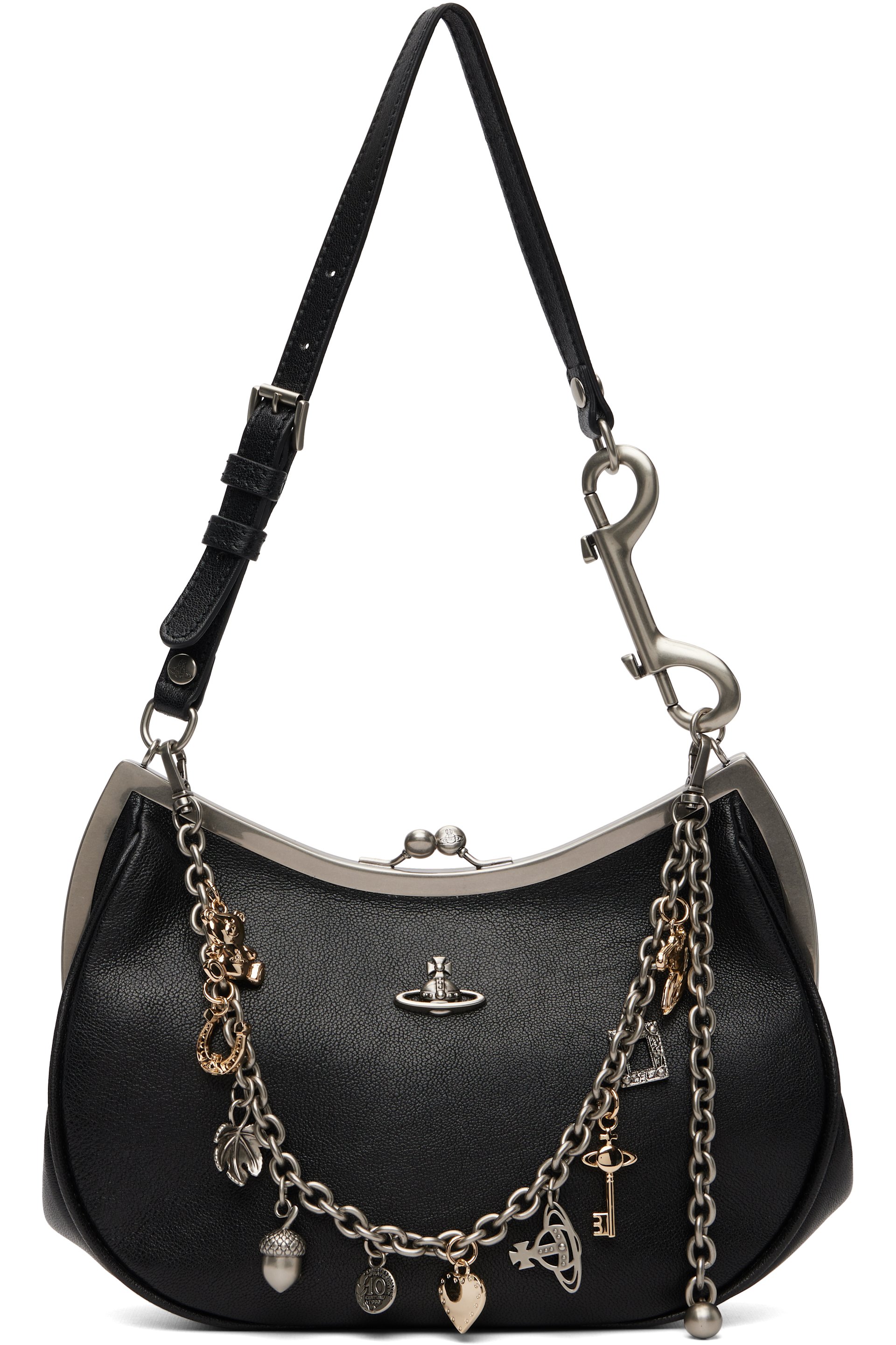 Vivienne Westwood - Sac noir à monture de bourse et à breloques