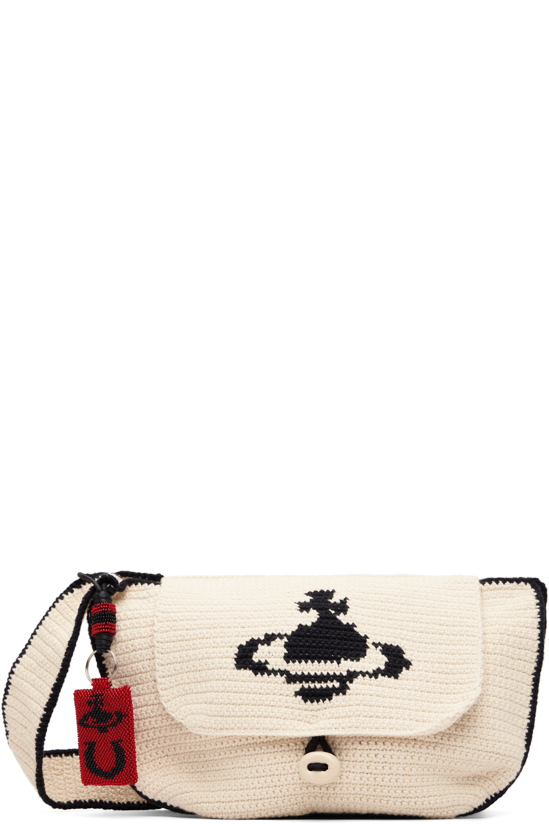 Vivienne Westwood - Sac Lucky Halfmoon beige en crochet
