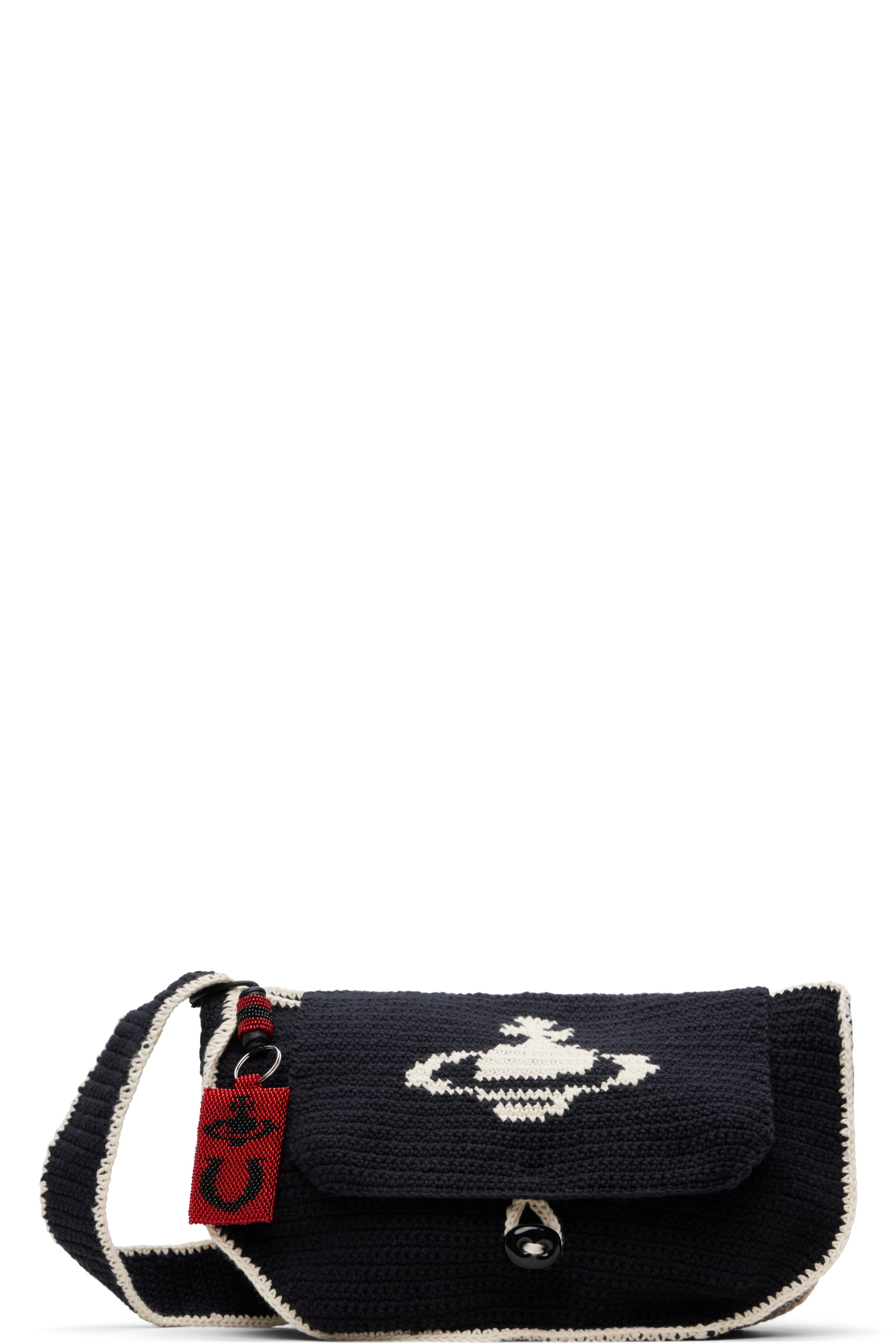 Vivienne Westwood - Black Cotton Yarn Lucky Halfmoon Crochet Bag