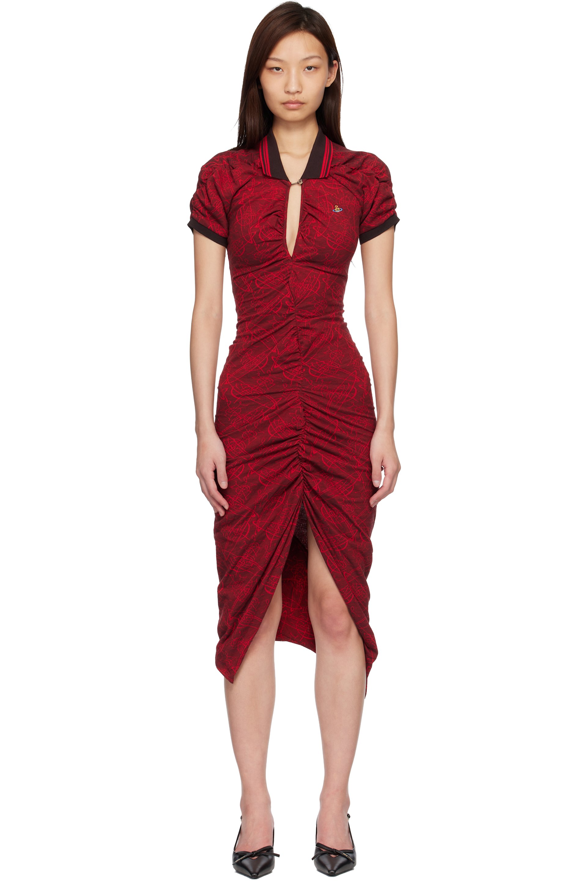 Vivienne Westwood - Robe midi rouge à effet ruché