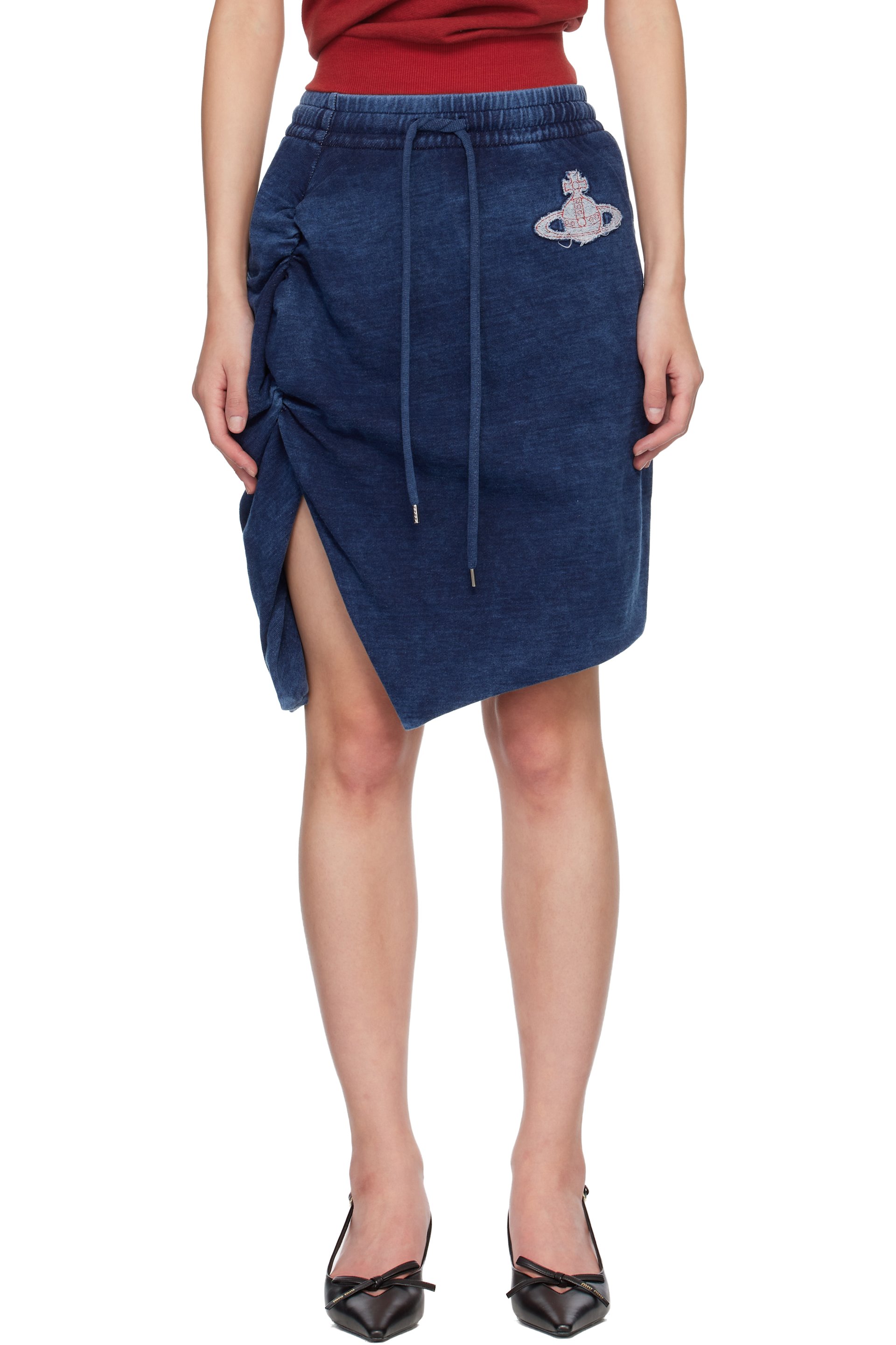 Vivienne Westwood - Minijupe bleue à fronces Panther