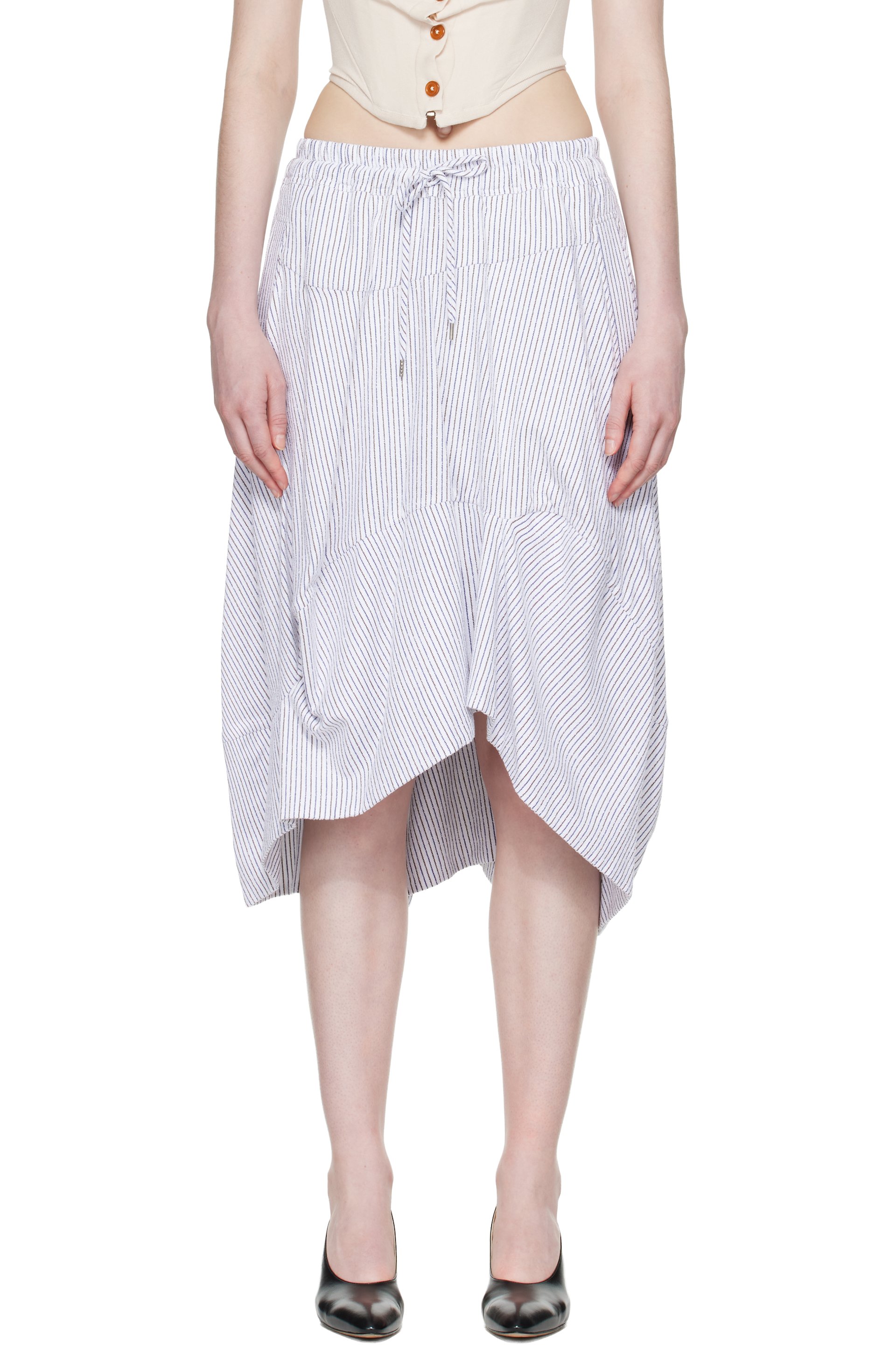 Vivienne Westwood - Jupe midi Aerodrome blanc et bleu