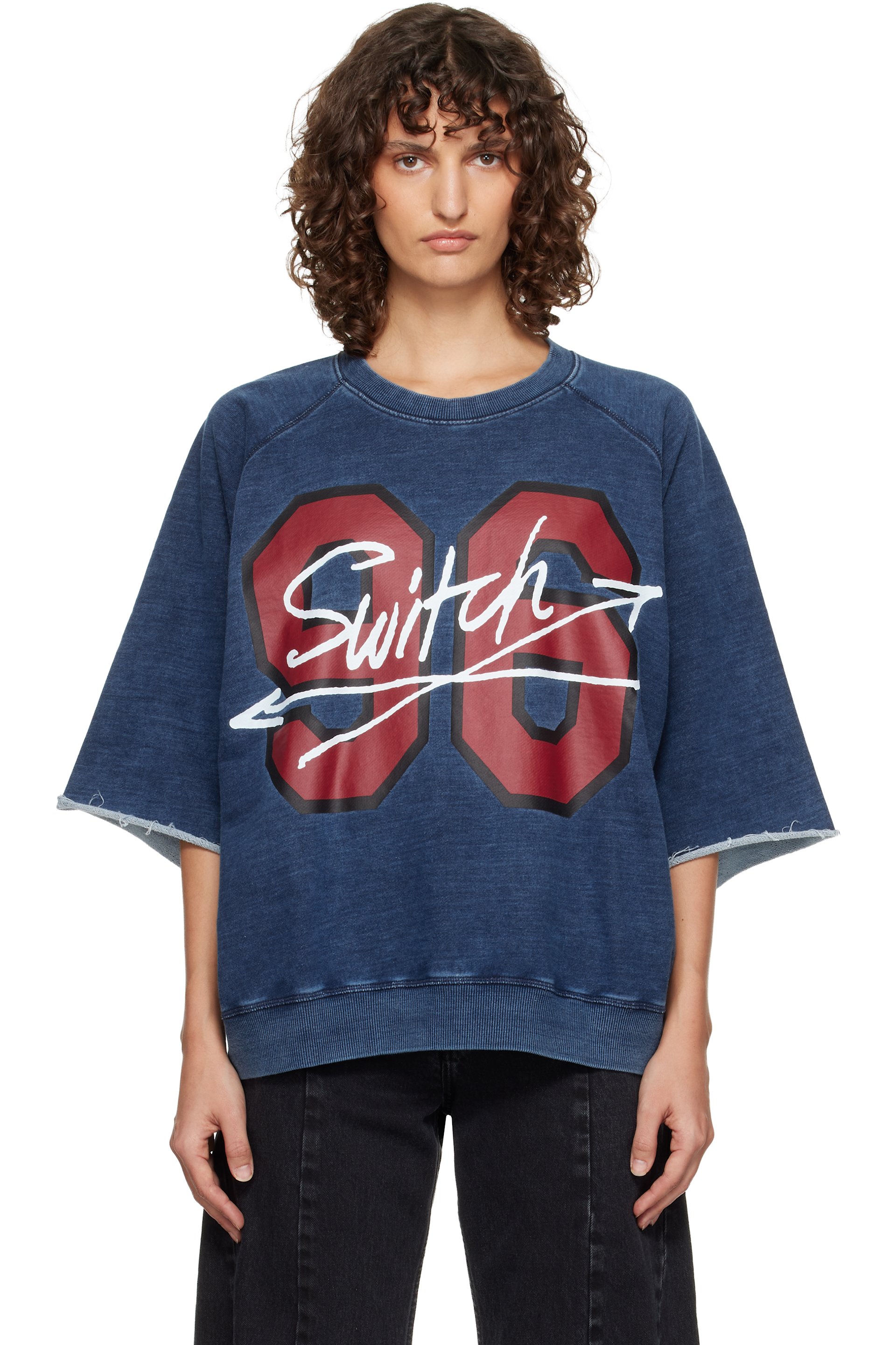 Vivienne Westwood - Pull molletonné à manches raglan courtes '96 Switch' bleu marine