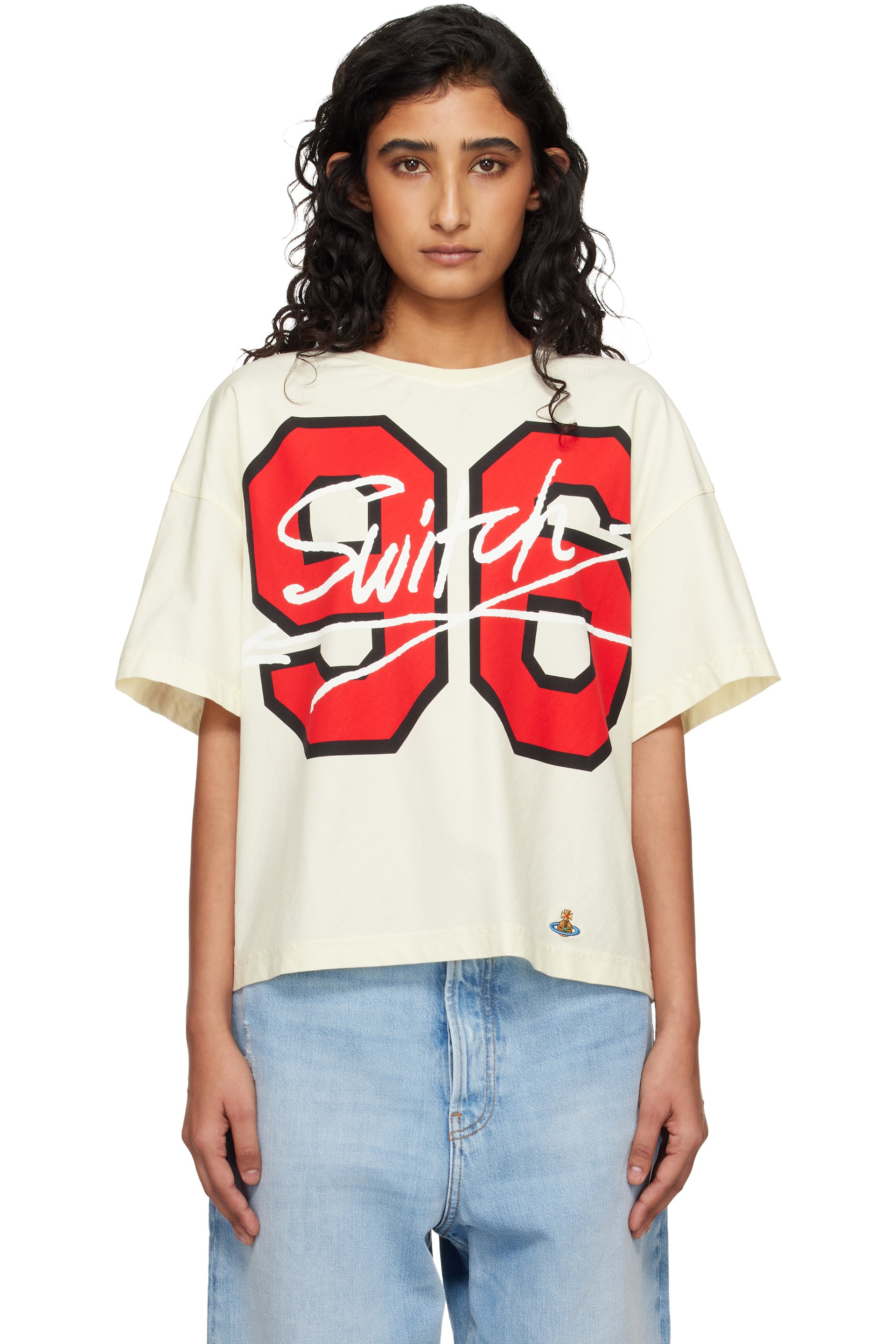 Vivienne Westwood - T-shirt droit '96 Switch' blanc cassé en jersey de coton