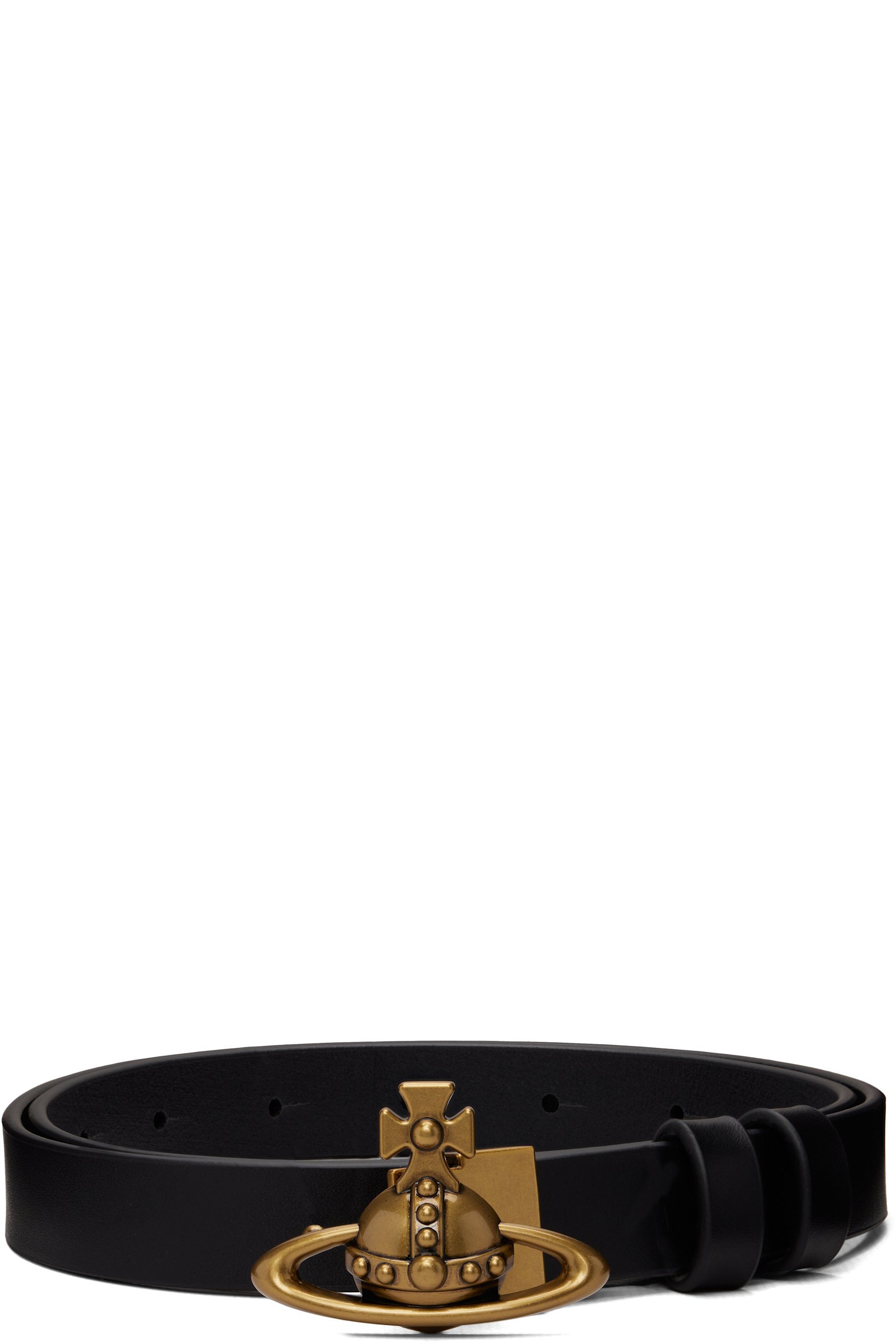 Vivienne Westwood - Ceinture mince noire à boucle à orbe