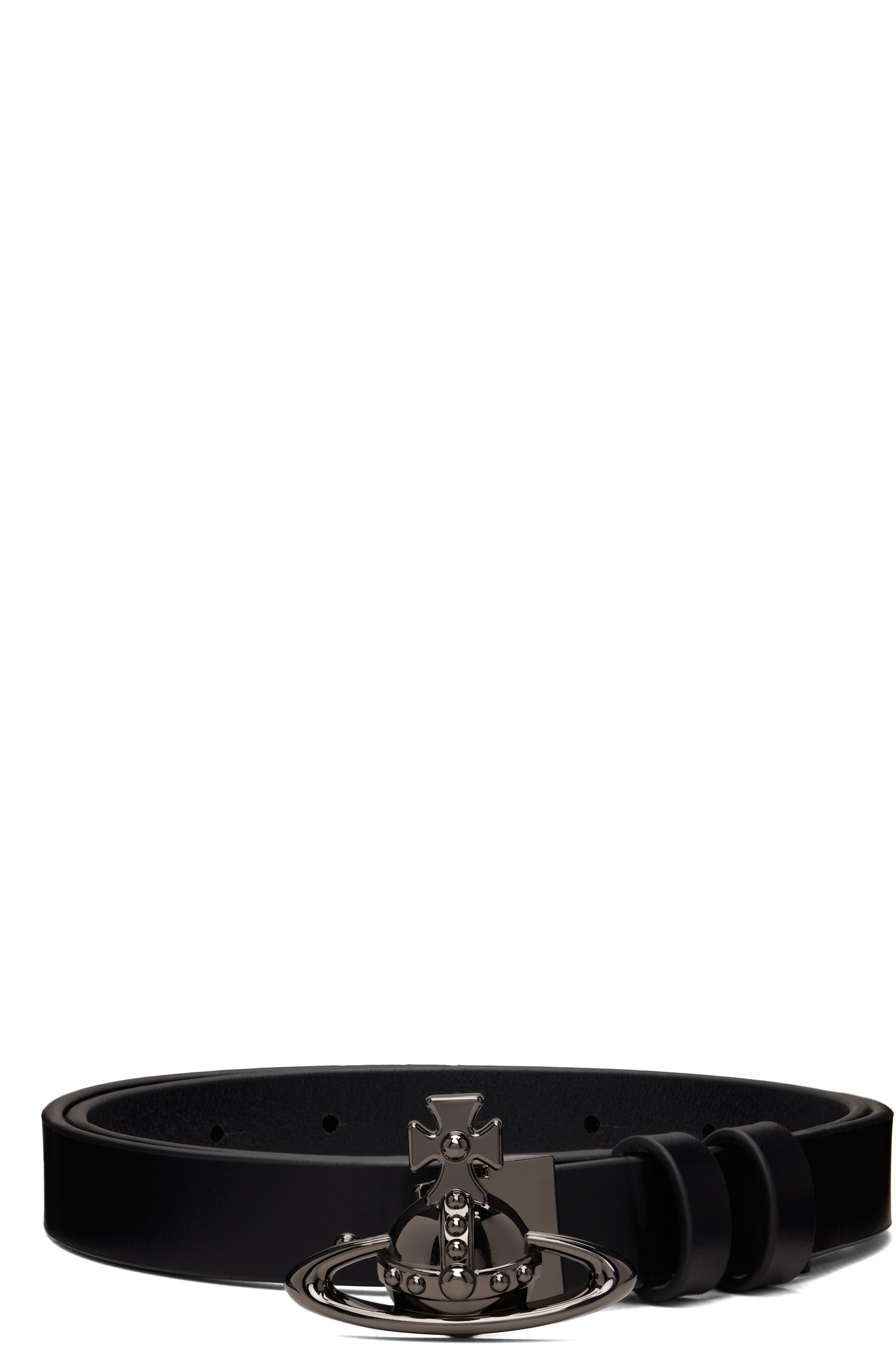 Vivienne Westwood: ブラック Small Orb バックルベルト | SSENSE 日本