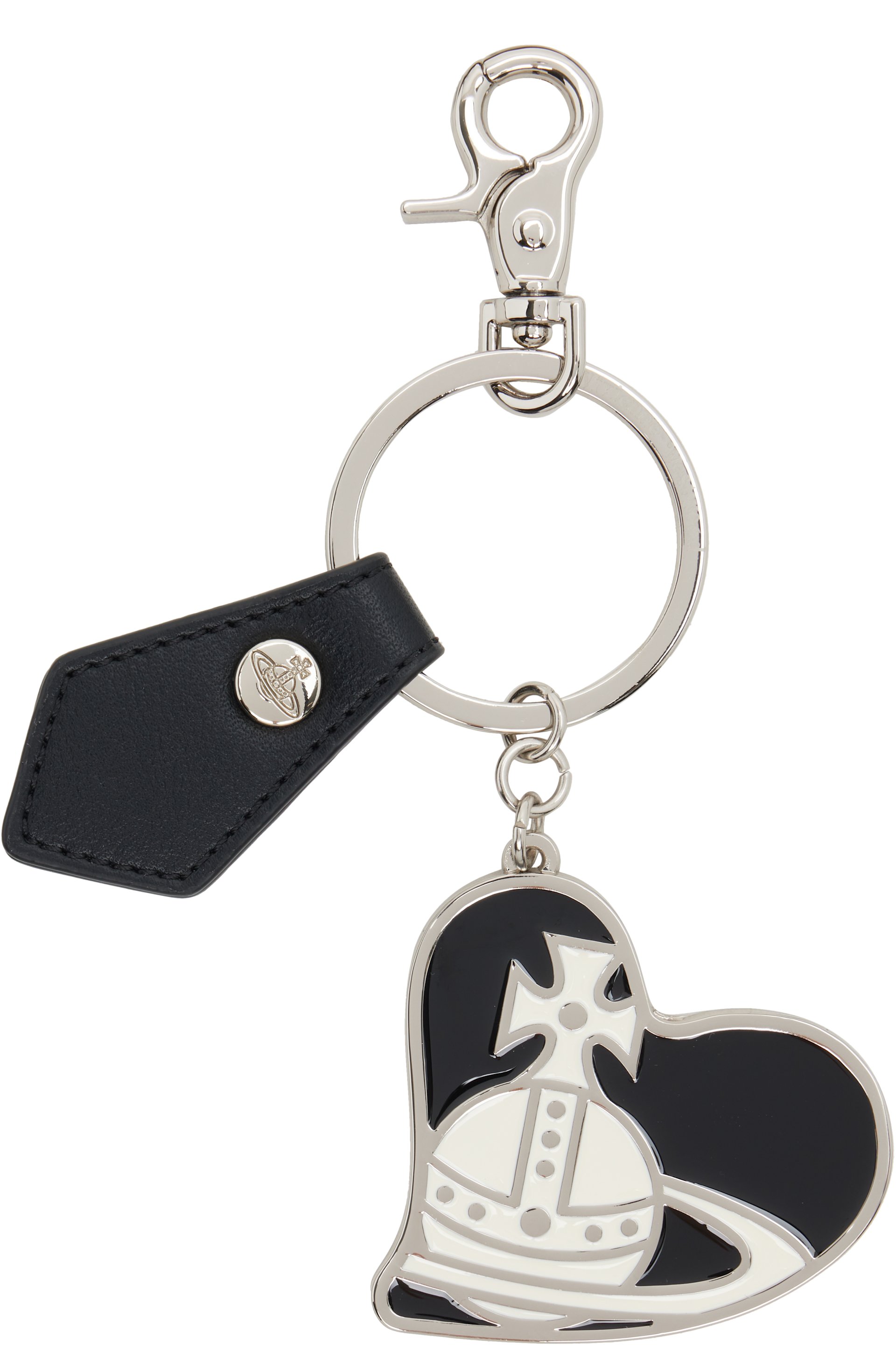 Vivienne Westwood - Black & Silver Orb Heart Keychain