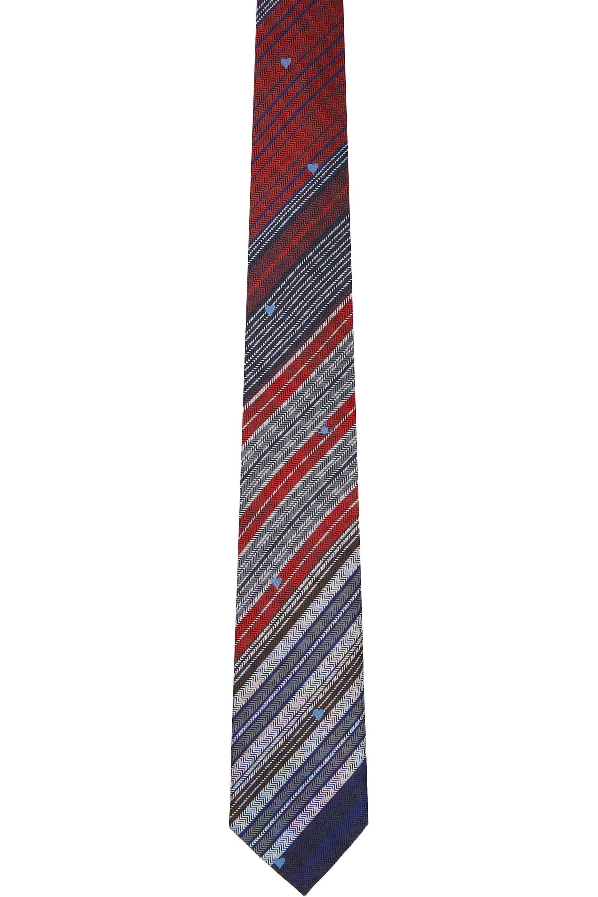Vivienne Westwood - Navy & Red 8.5cm Heart Stripes Tie