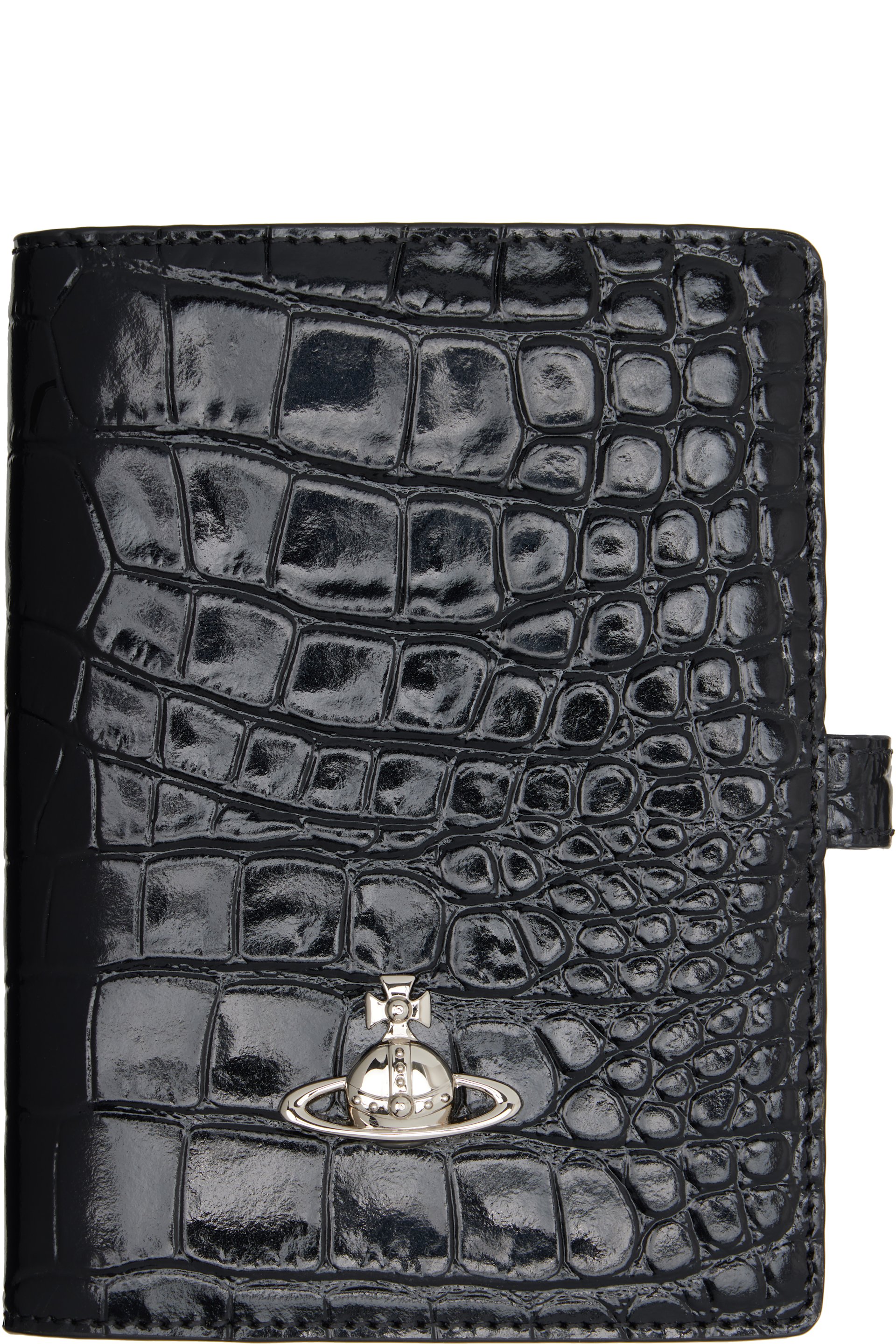 Vivienne Westwood - Black Croc-Embossed Passport Holder