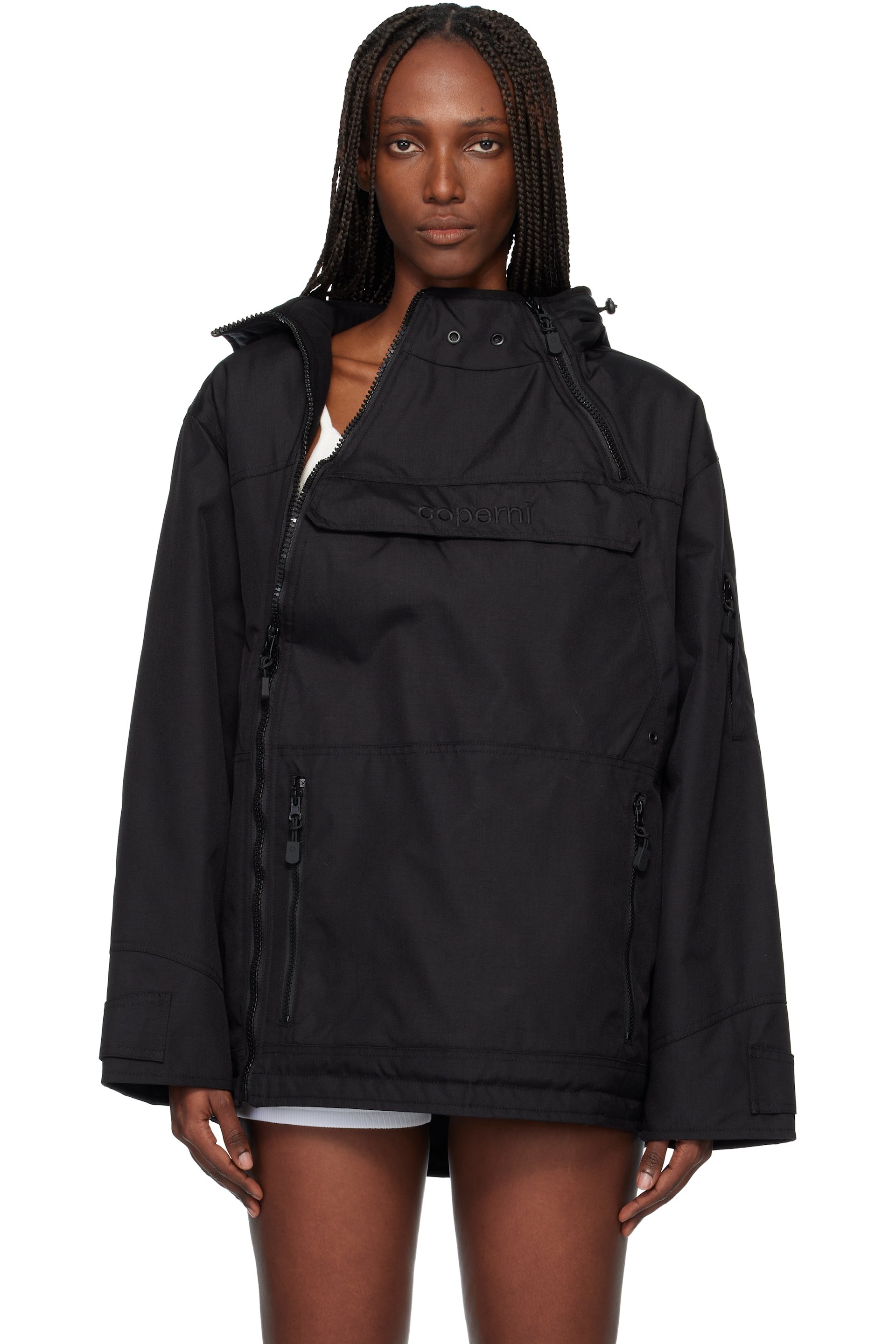 Coperni - Parka noire à fermeture à glissière décentrée