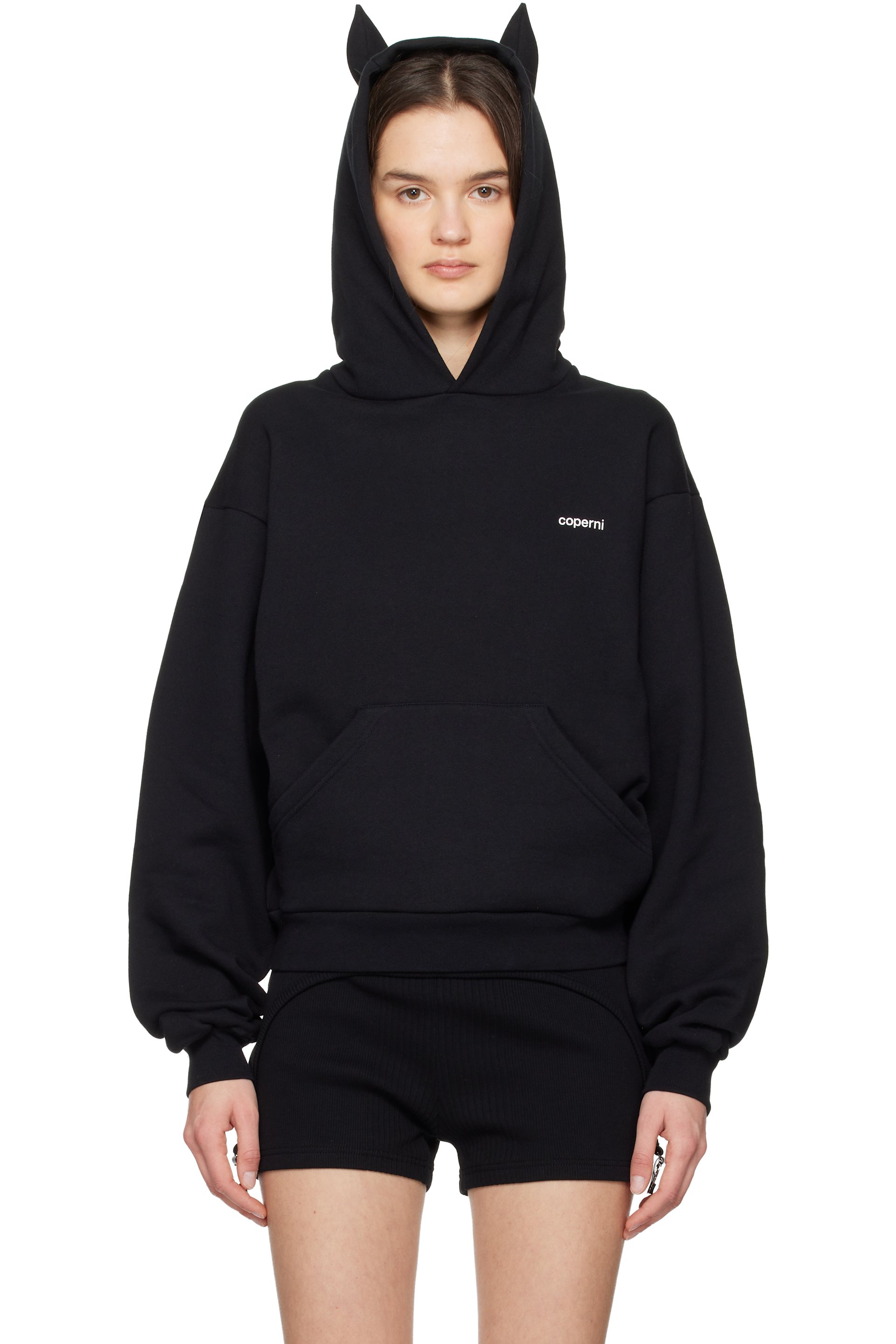 Coperni - Pull à capuche noir à appliqués de corne