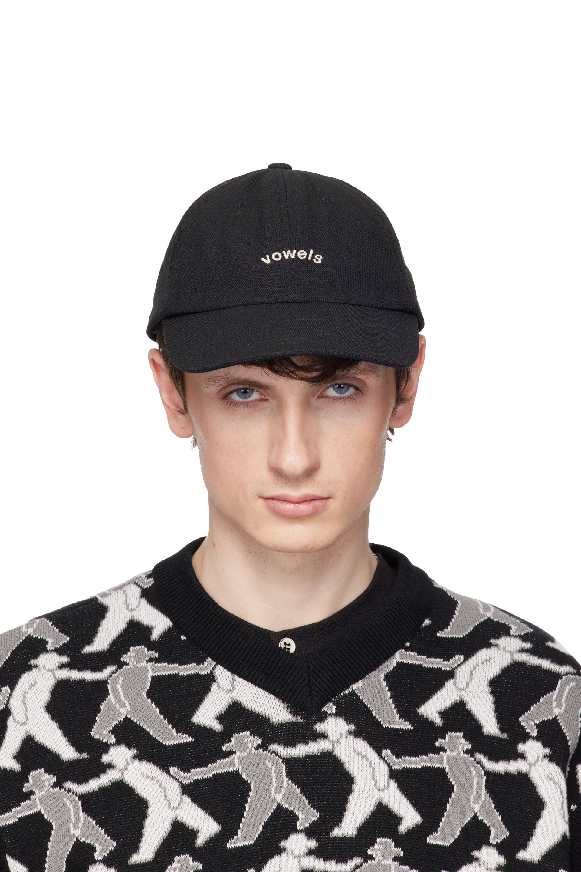 vowels - Black Cotton Twill Cap