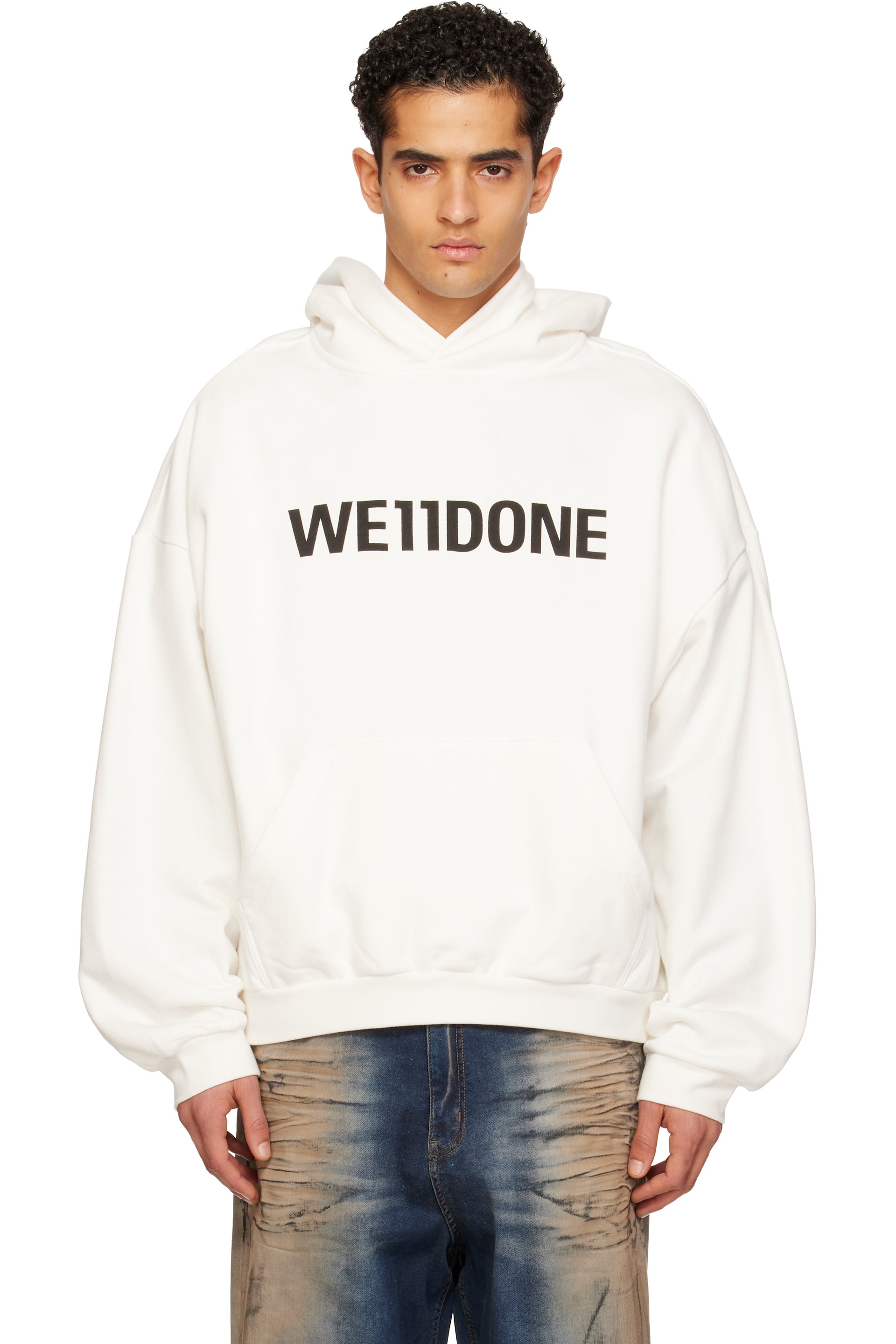 We11done - ホワイト 'WE11DONE' フーディ
