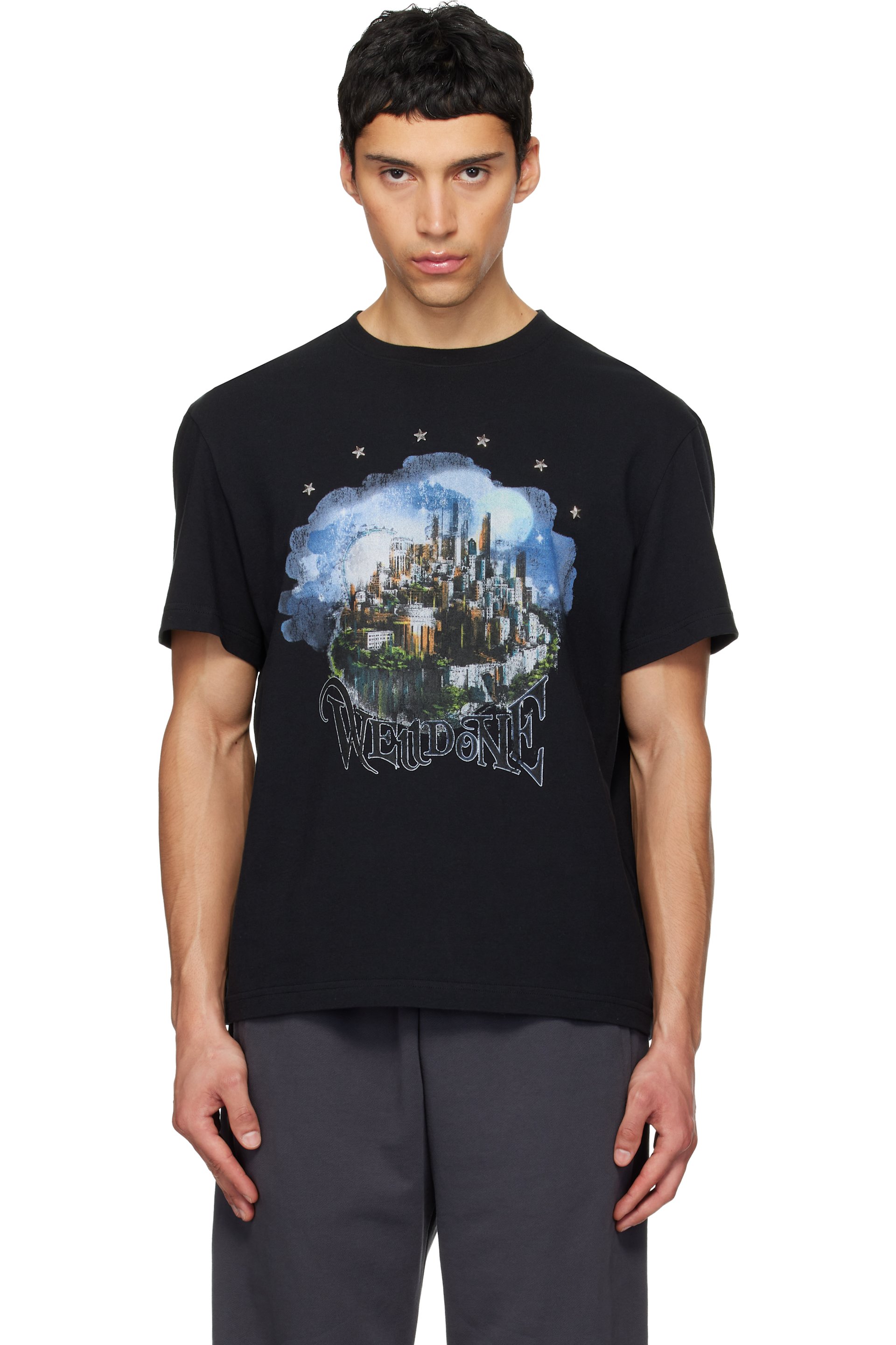We11done - T-shirt City noir à coupe classique