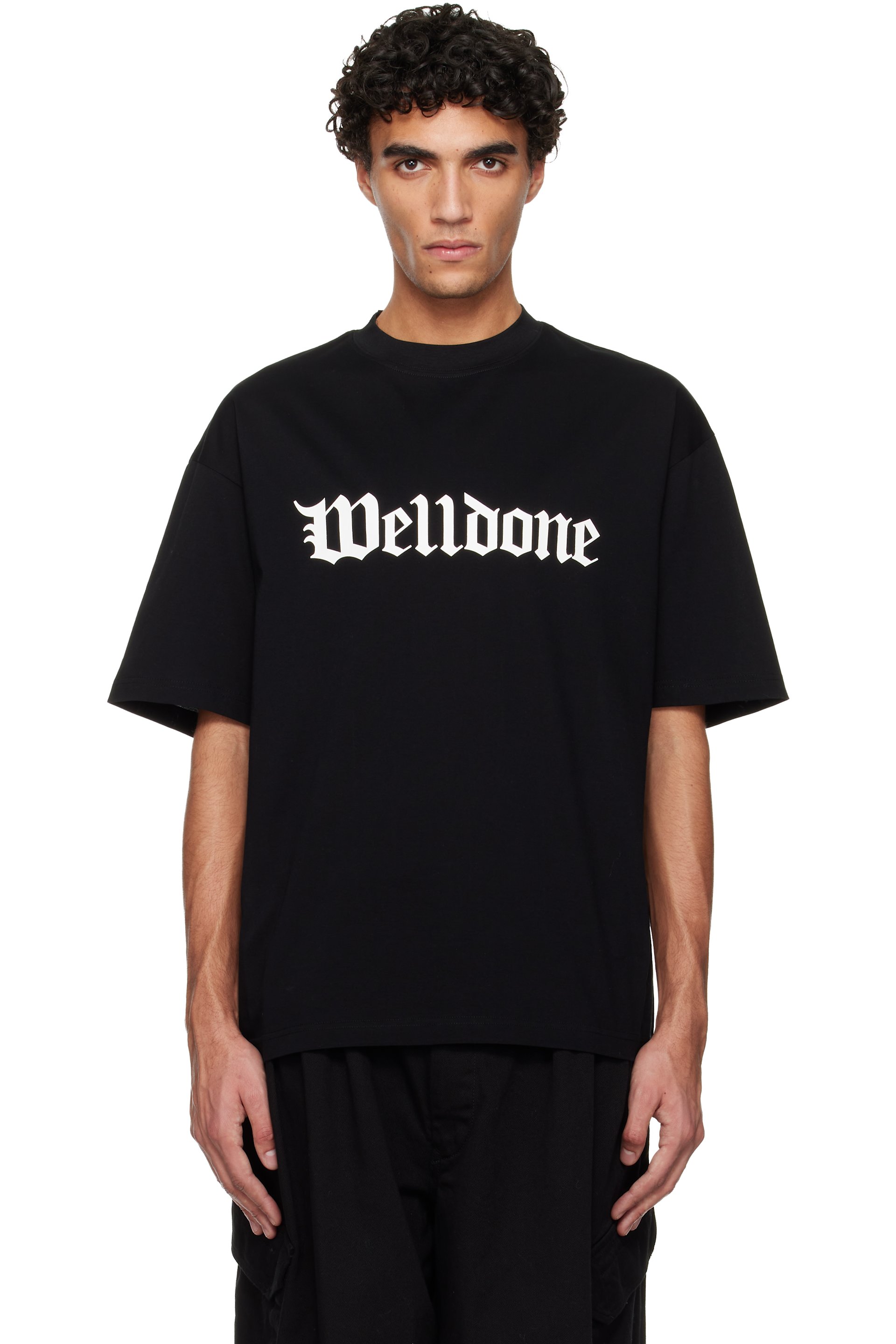 We11done - T-shirt noir à logos gothiques