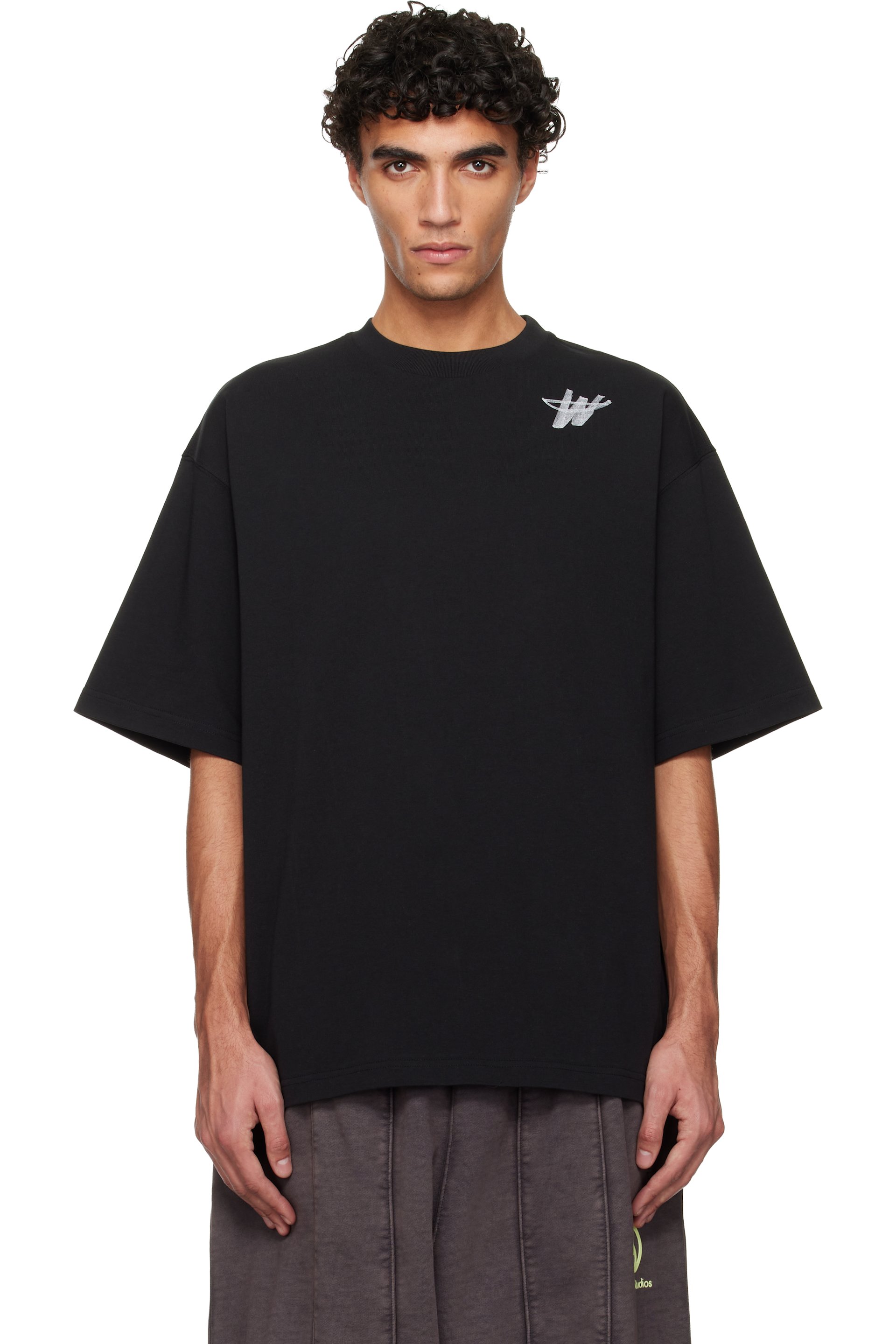 We11done - T-shirt noir à logo WD