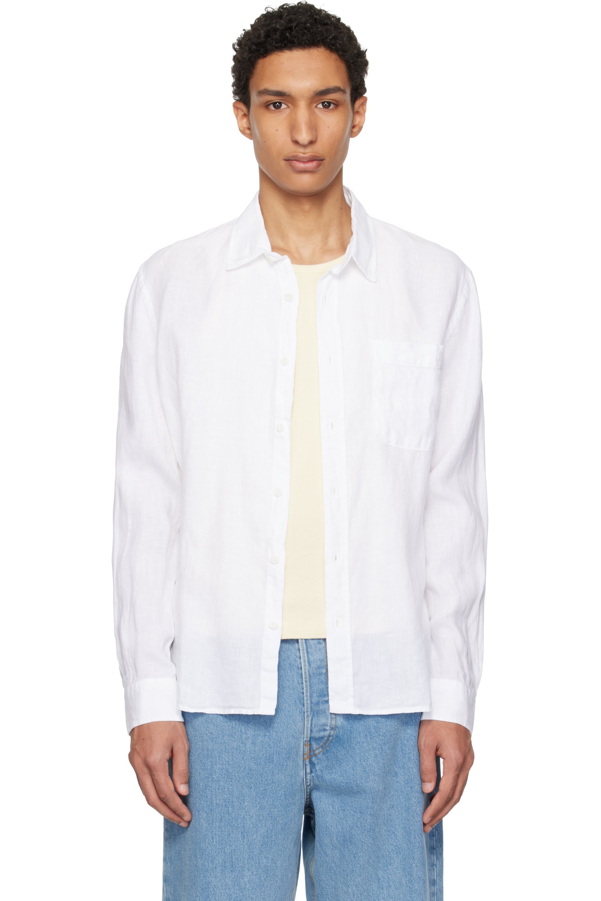 Merz b. Schwanen - ホワイト Relaxed Linen 長袖シャツ
