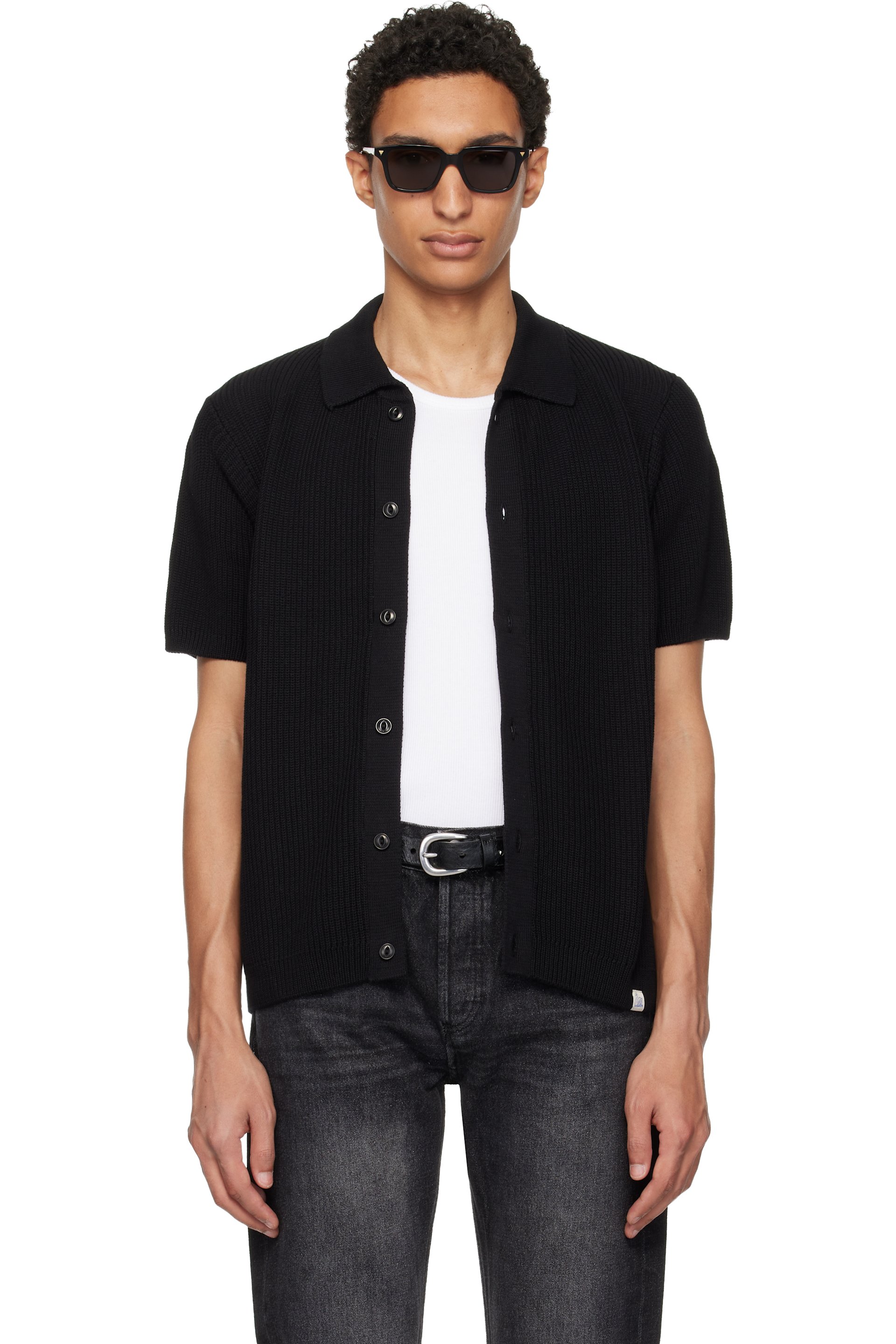 Merz b. Schwanen - ブラック 1961 Ribbed Cotton Knit シャツ