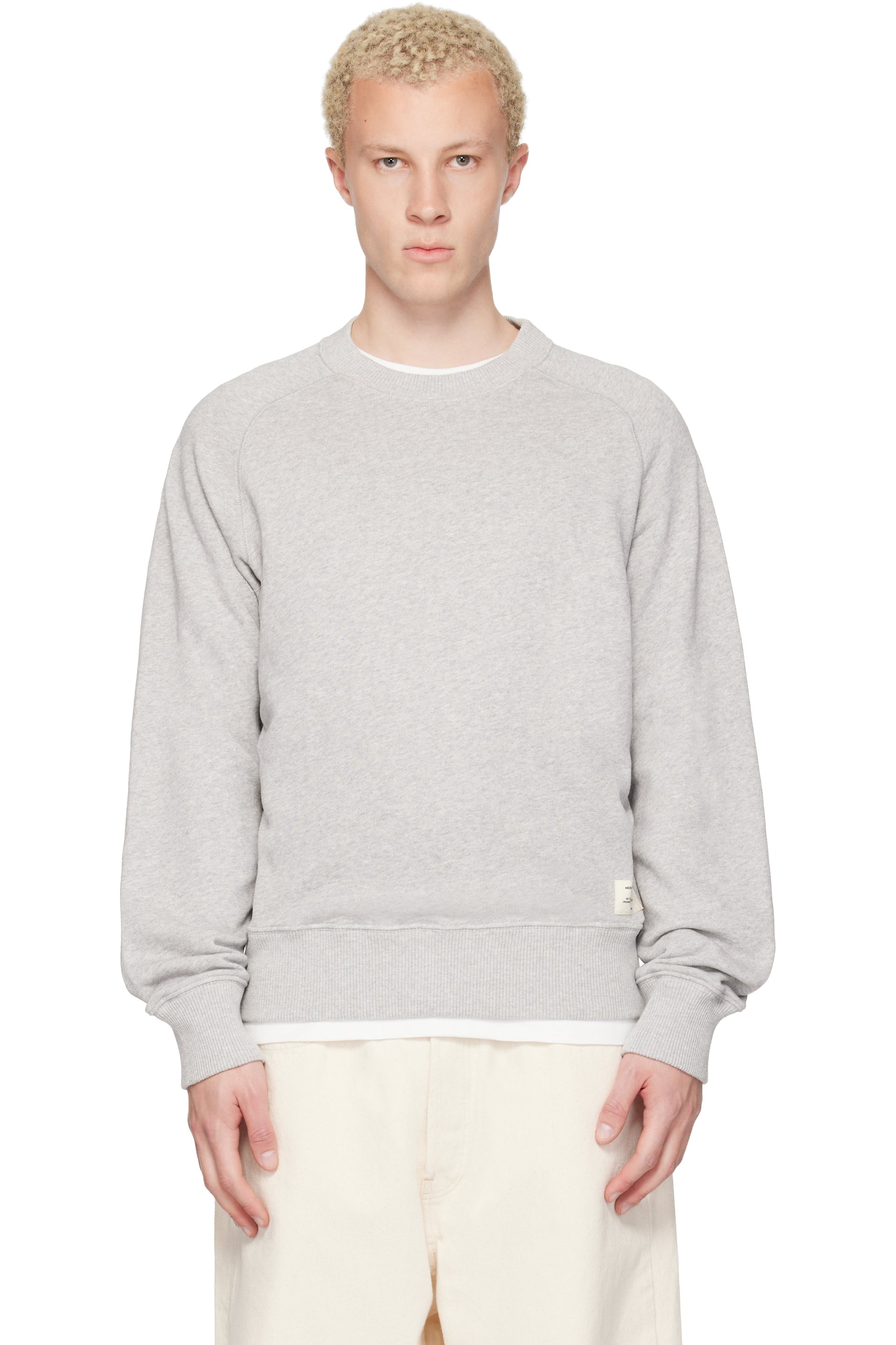 Merz b. Schwanen - Gray Retro Fleece Raglan Cotton Sweatshirt