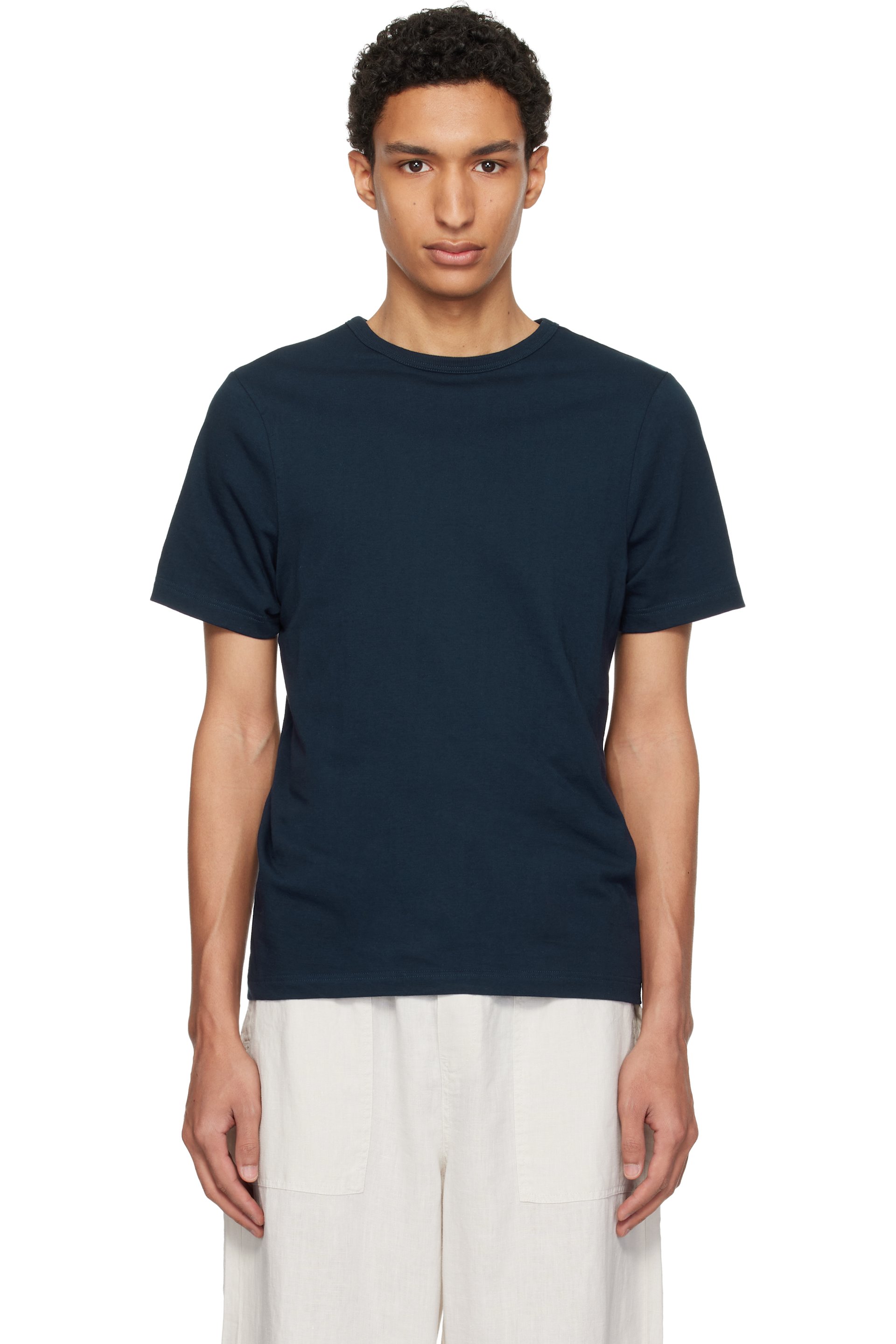 Merz b. Schwanen - ネイビー 1950s Loopwheeled Classic Fit ライトウェイト Tシャツ