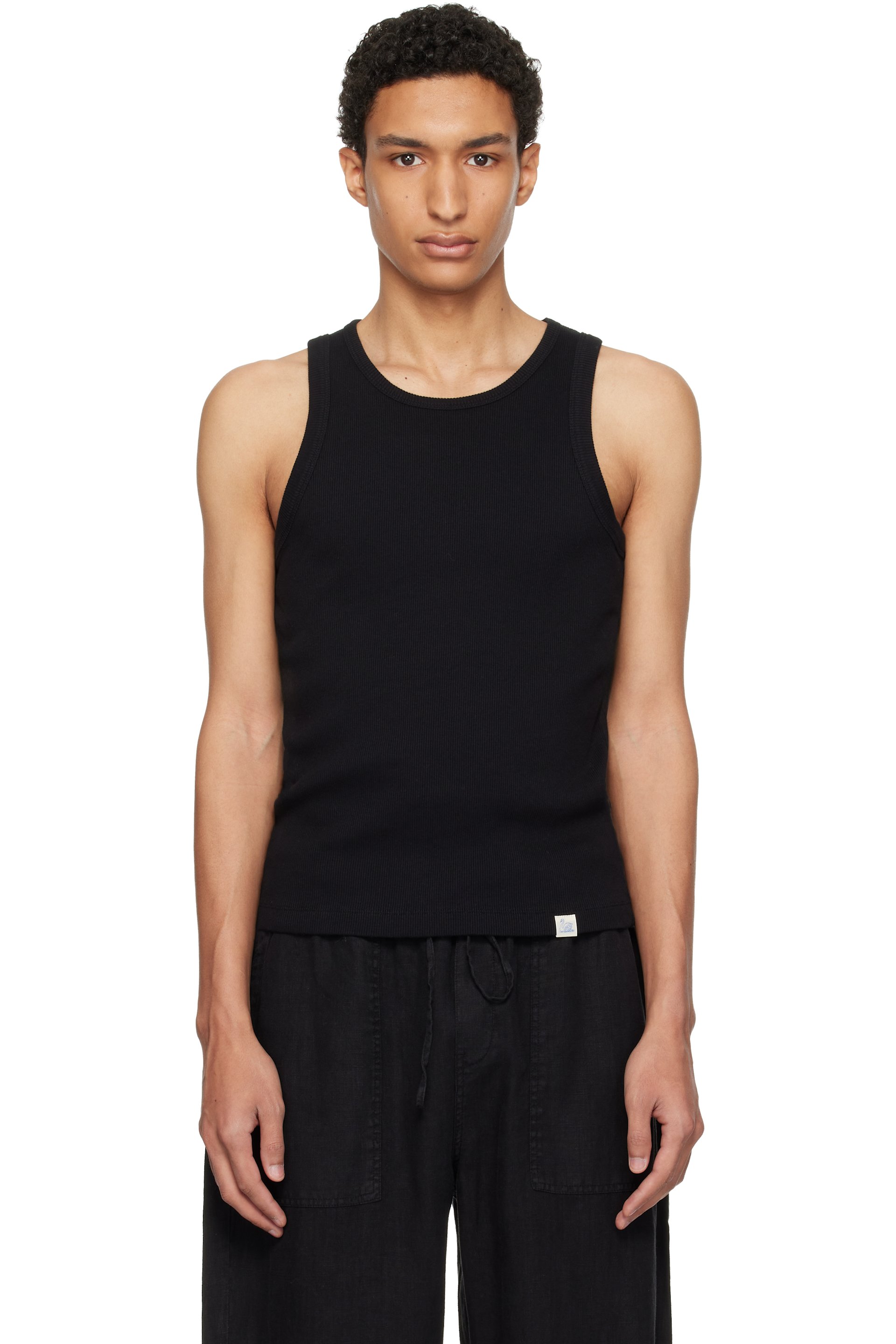 Merz b. Schwanen - Black Iconic Ribbed Cotton Tank Top