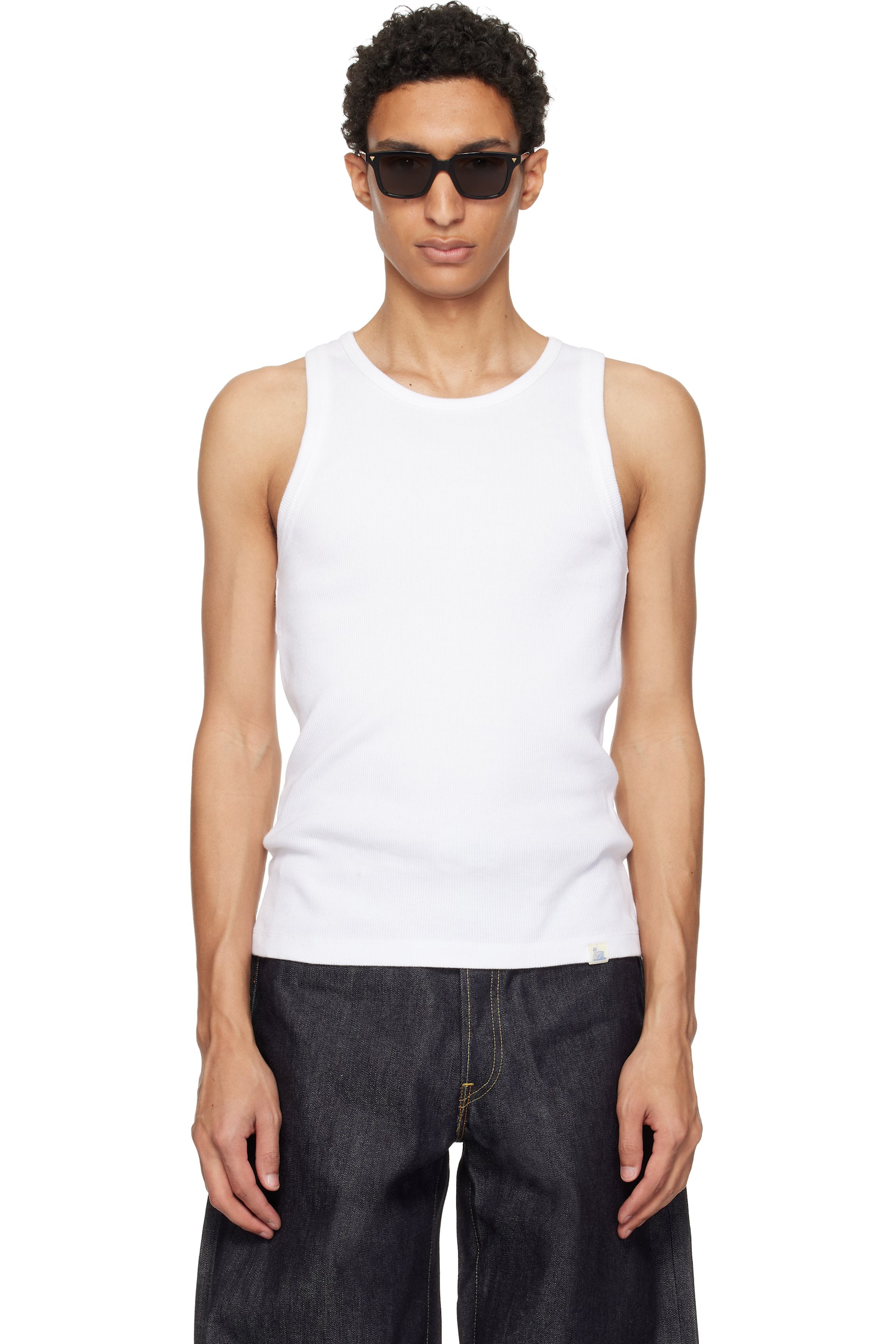 Merz b. Schwanen - White Iconic Ribbed Cotton Tank Top