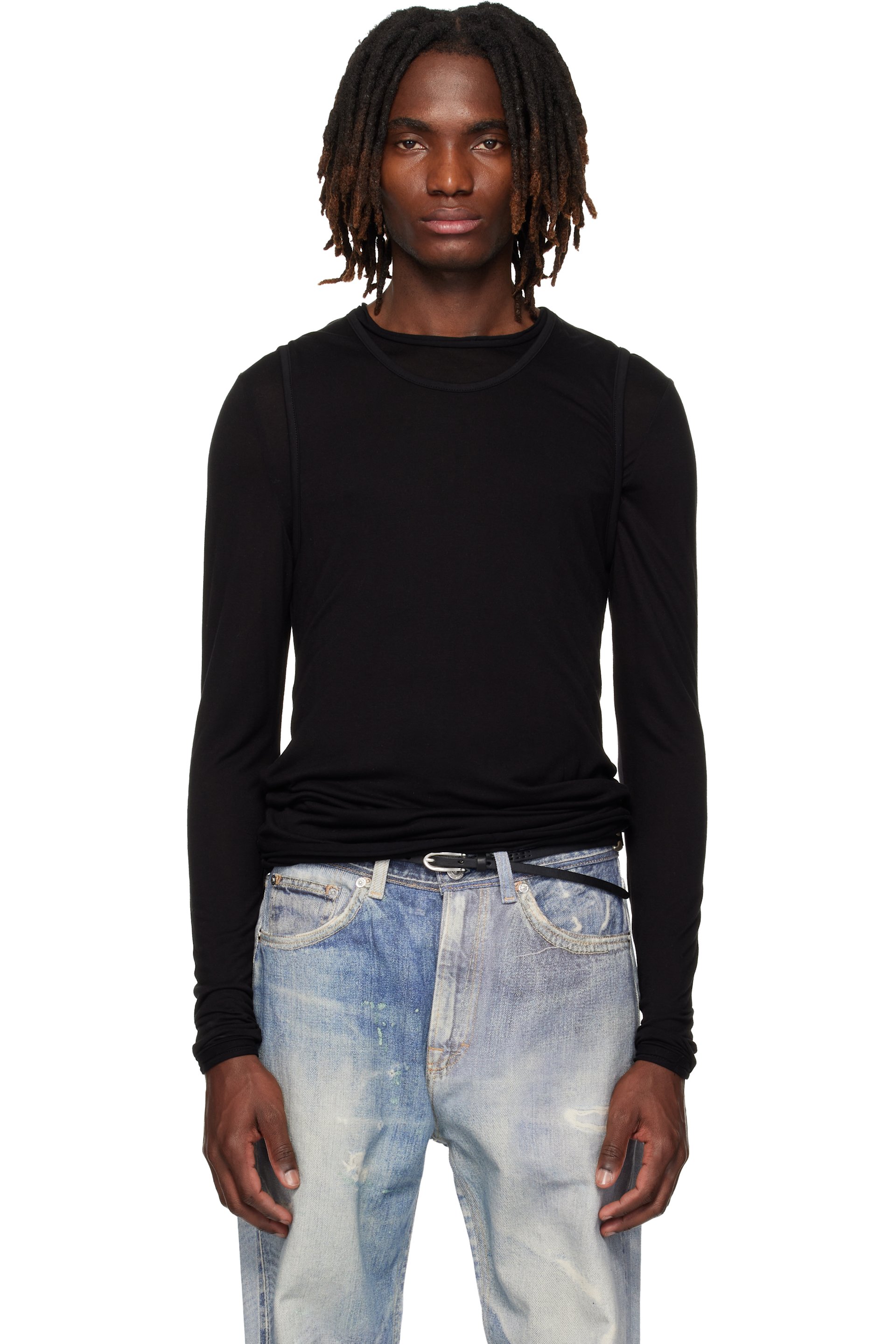 CARRER - Black Doria Double Layer T-shirt Set