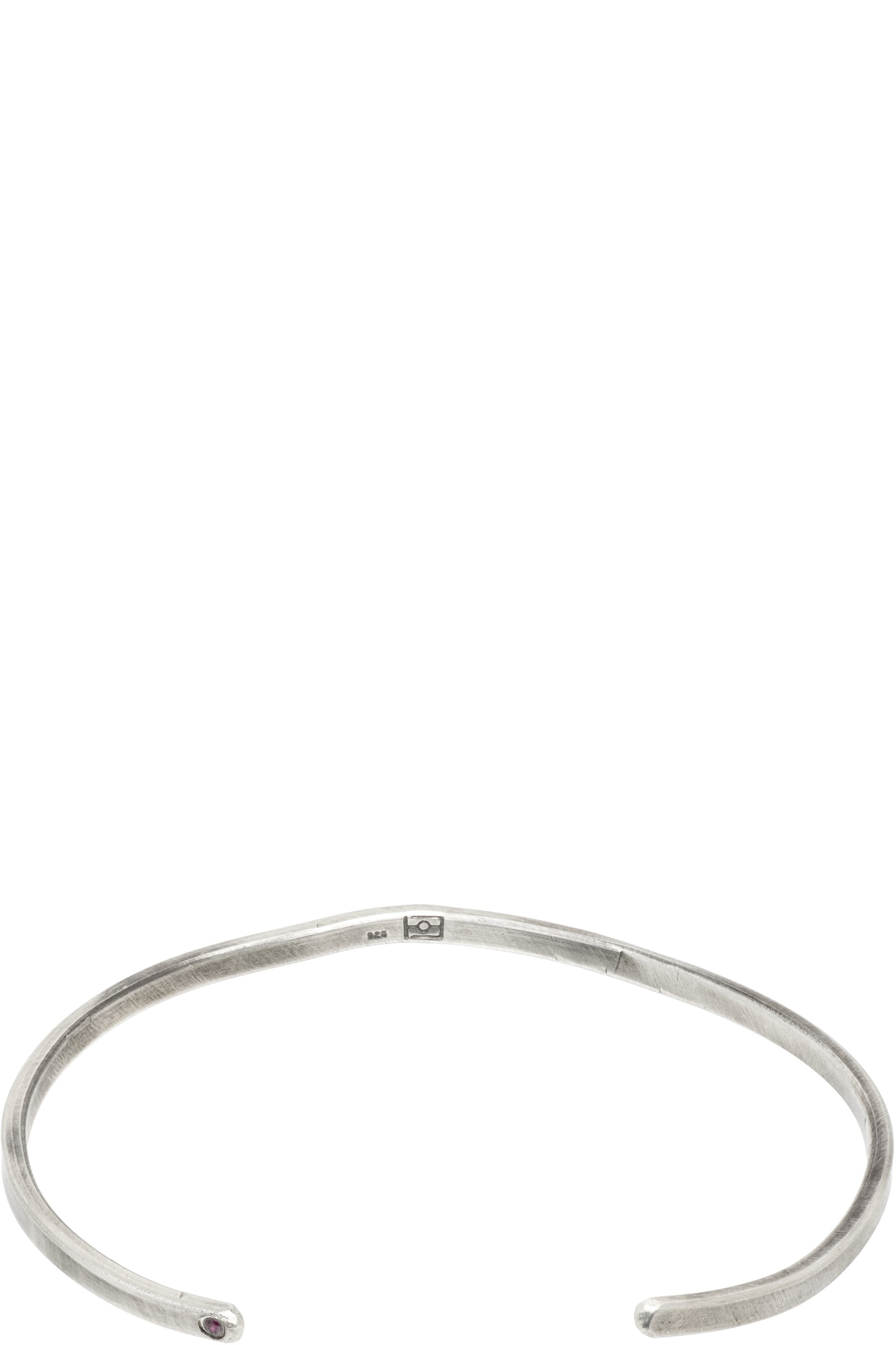 title of work - Beaten Bar Ruby Cuff Bracelet