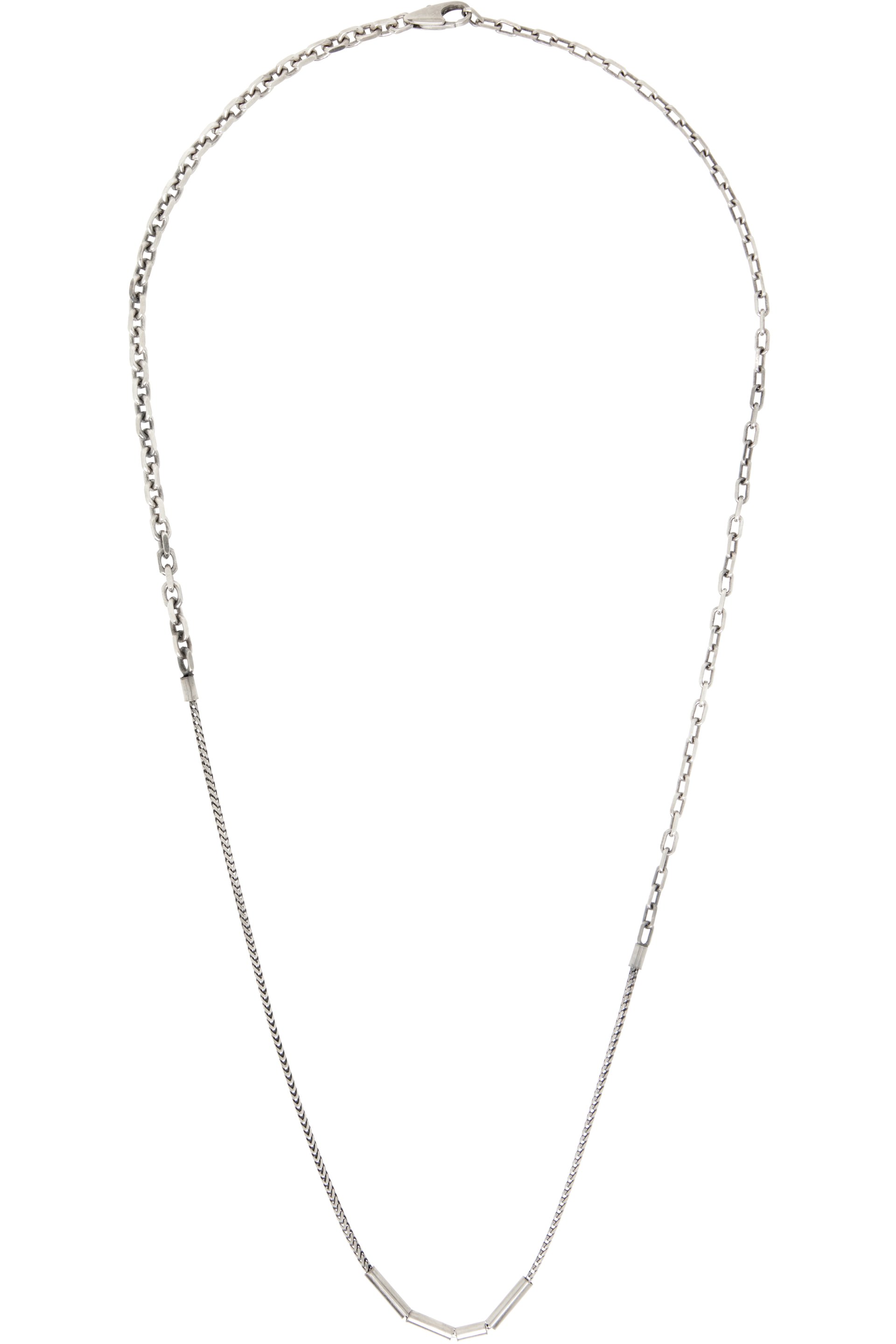 title of work - Collier en chaines variées à perles tubulaires