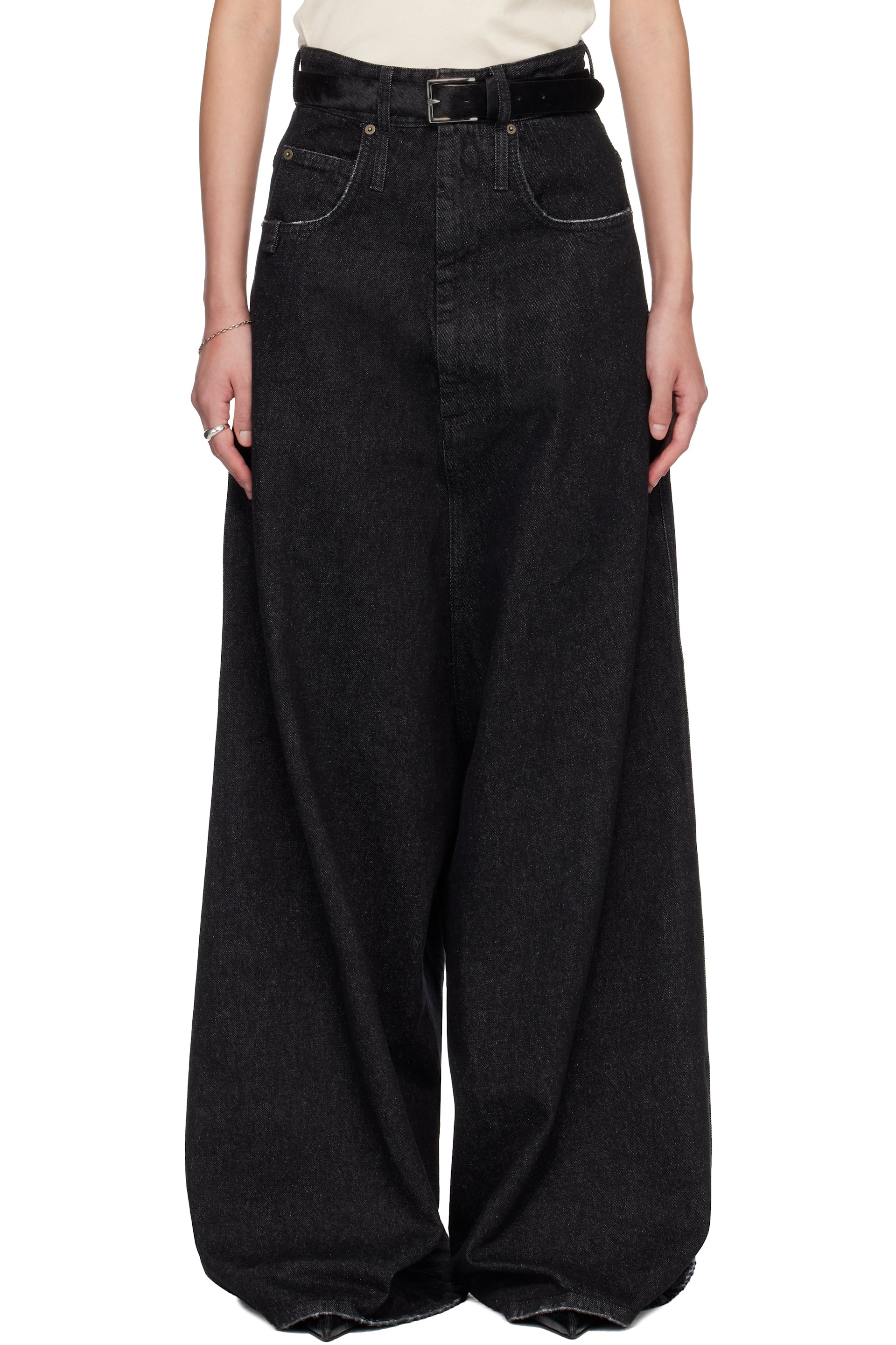 LU’U DAN - Jean noir en denim à entrejambe bas