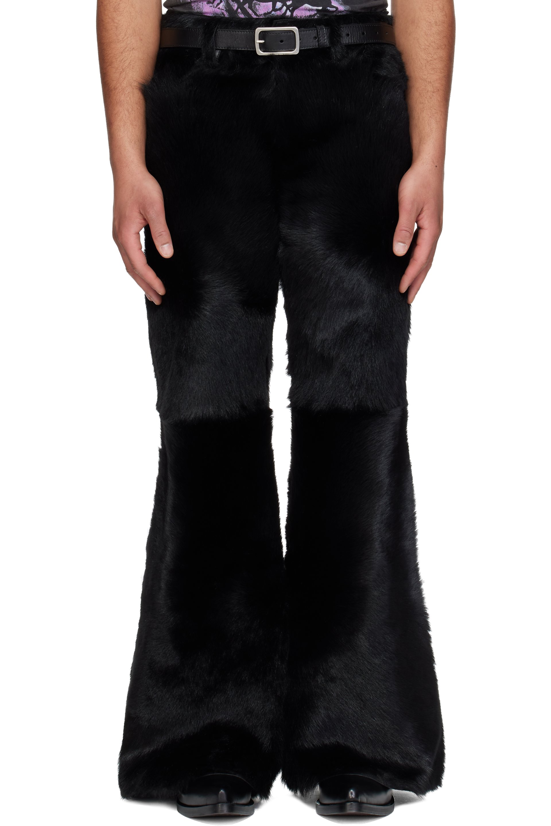 LU'U DAN - Black 'Year of the Horse' Pony Phat XL Leather Trousers