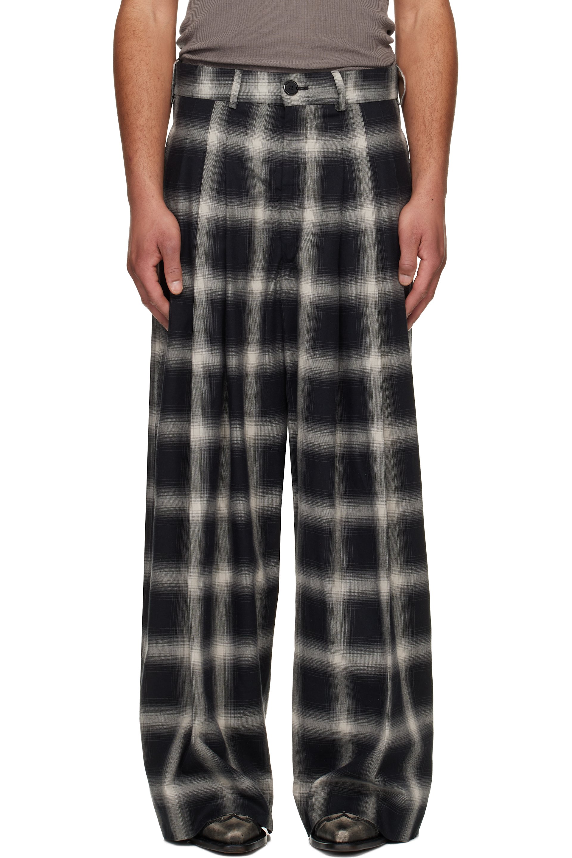 LU'U DAN - Gray Triple Pleat Trousers