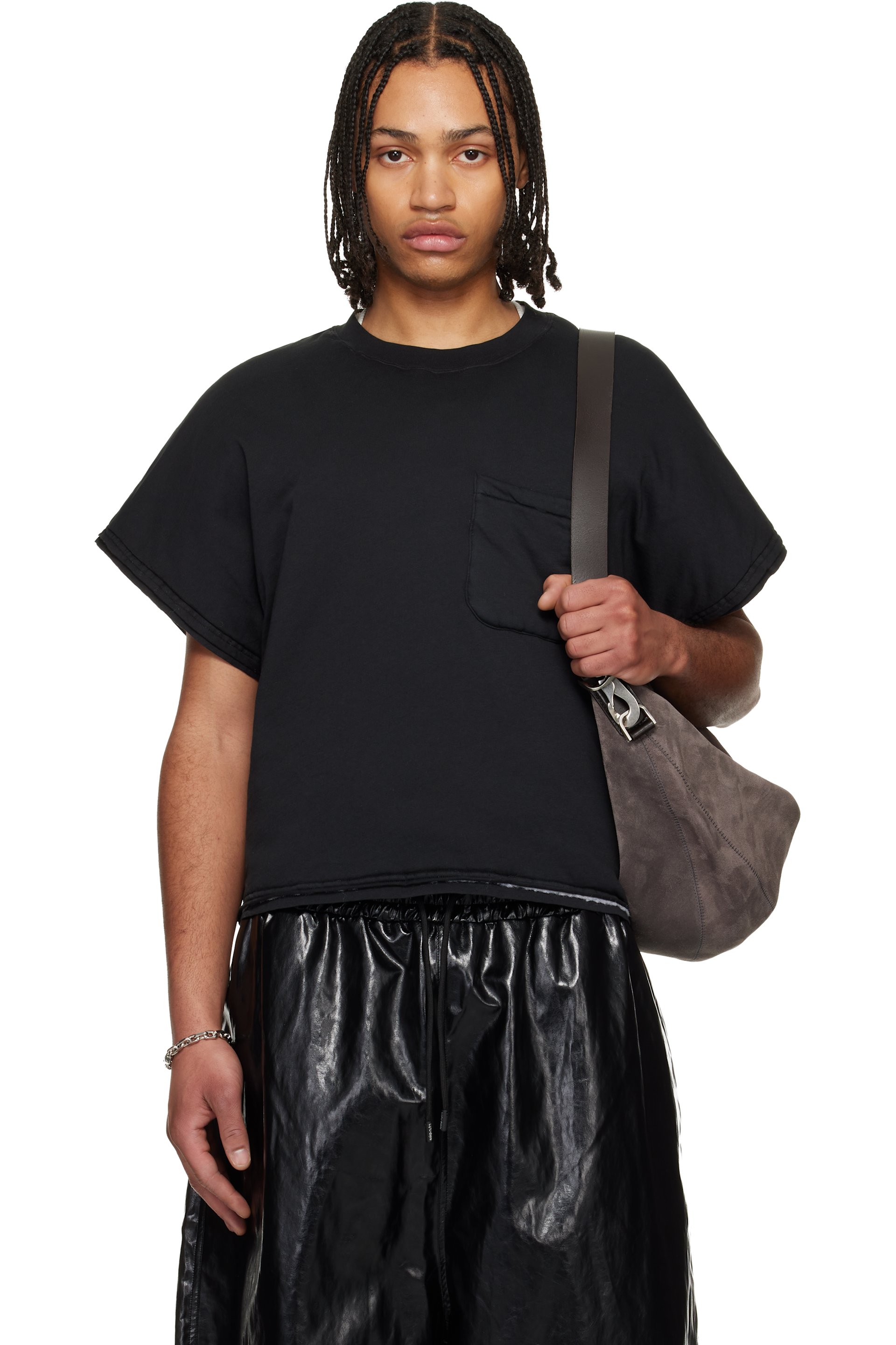 LU'U DAN - Black Wadded Pocket T-shirt
