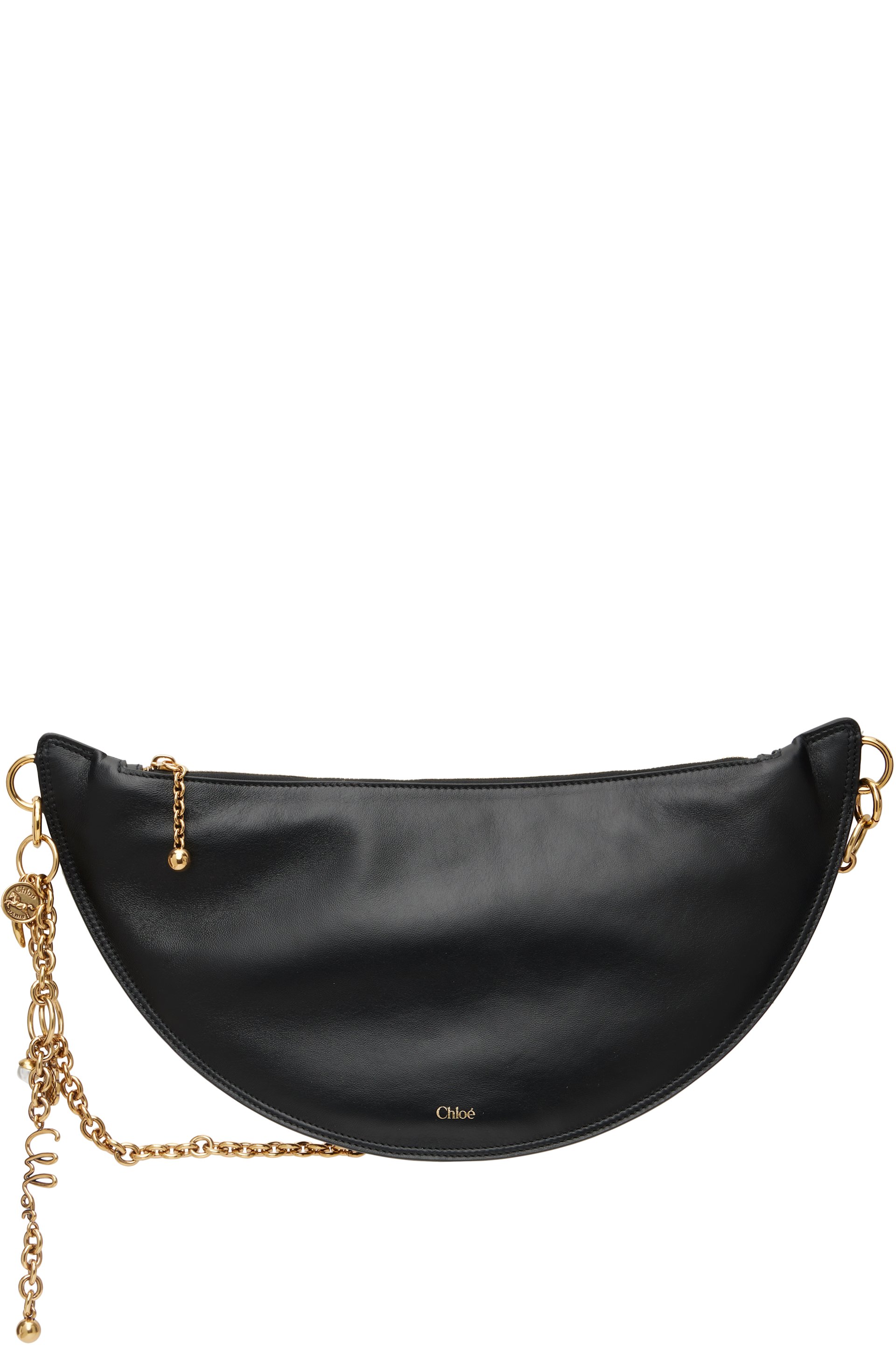 Chloé - Sac à bandoulière noir en cuir à disque à logo