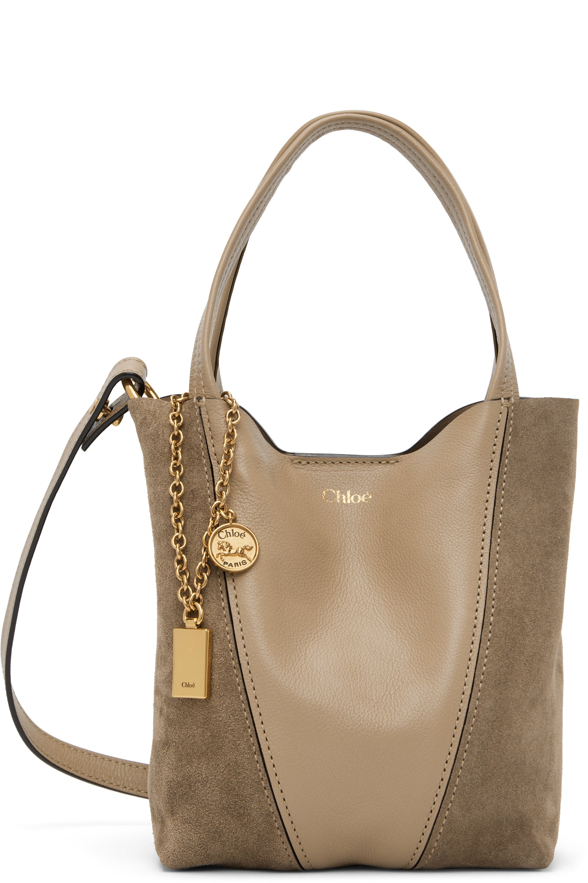 Chloé - Petit cabas Spin beige à logo