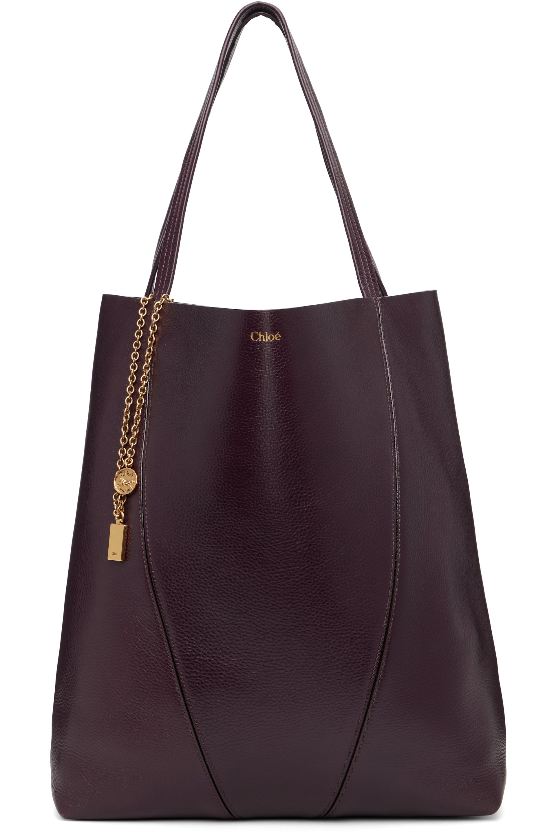 Chloé - Grand cabas Spin brun à logo