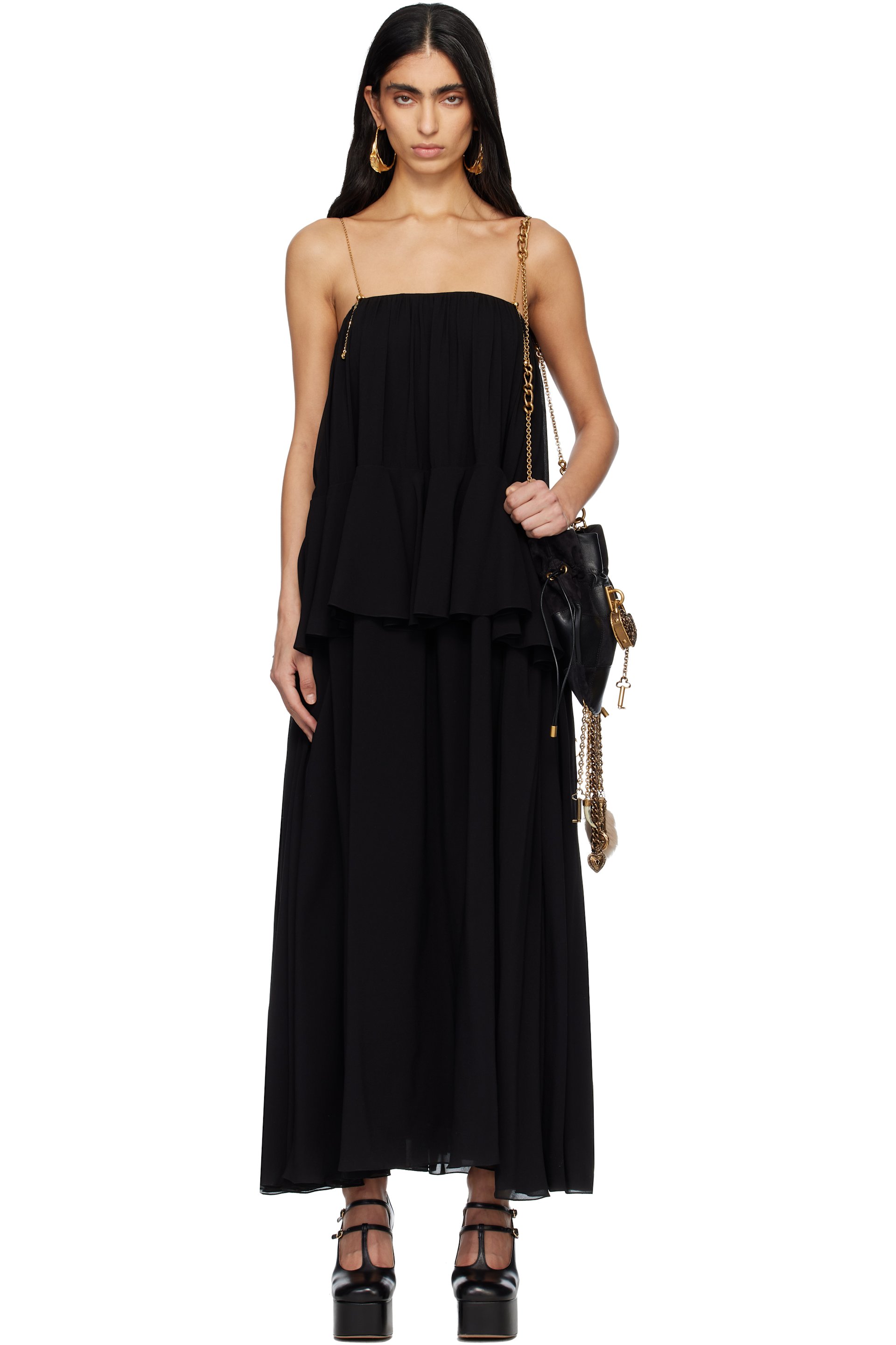 Chloé - Black Sleeveless Silk Georgette Maxi Dress