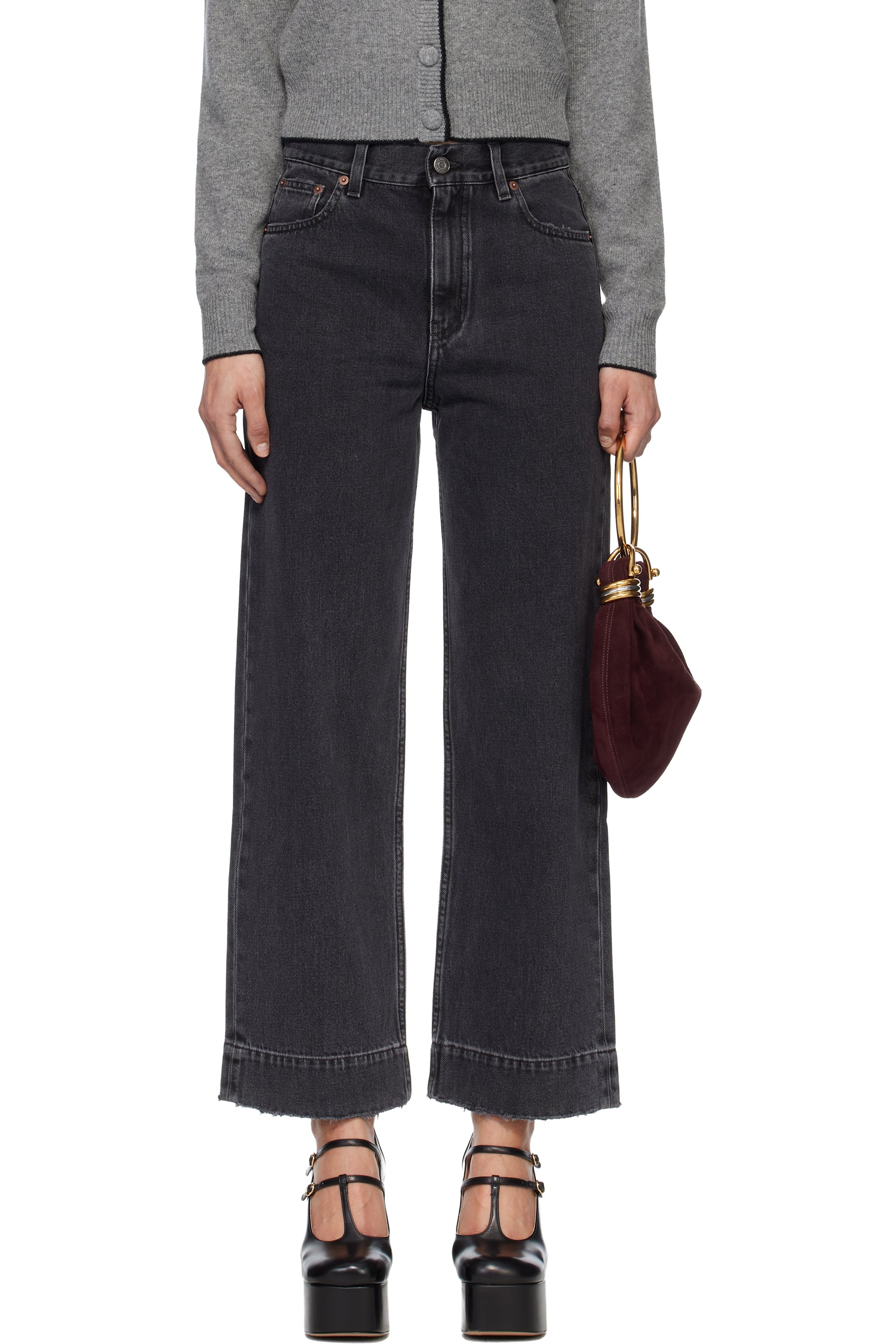 Chloé - Jean écourté noir à taille haute