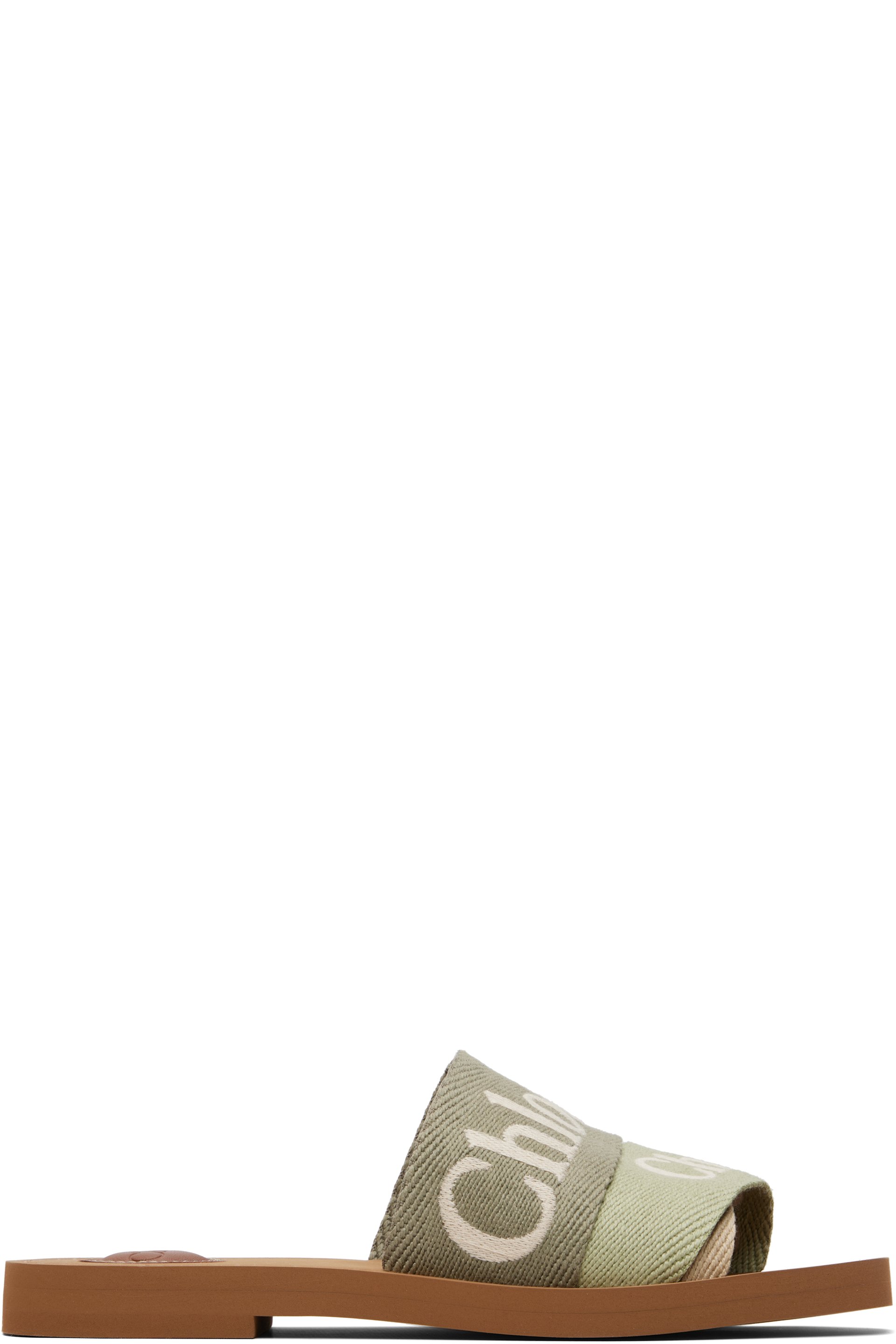 Chloé - Sandales de style mule vertes à brides Woody