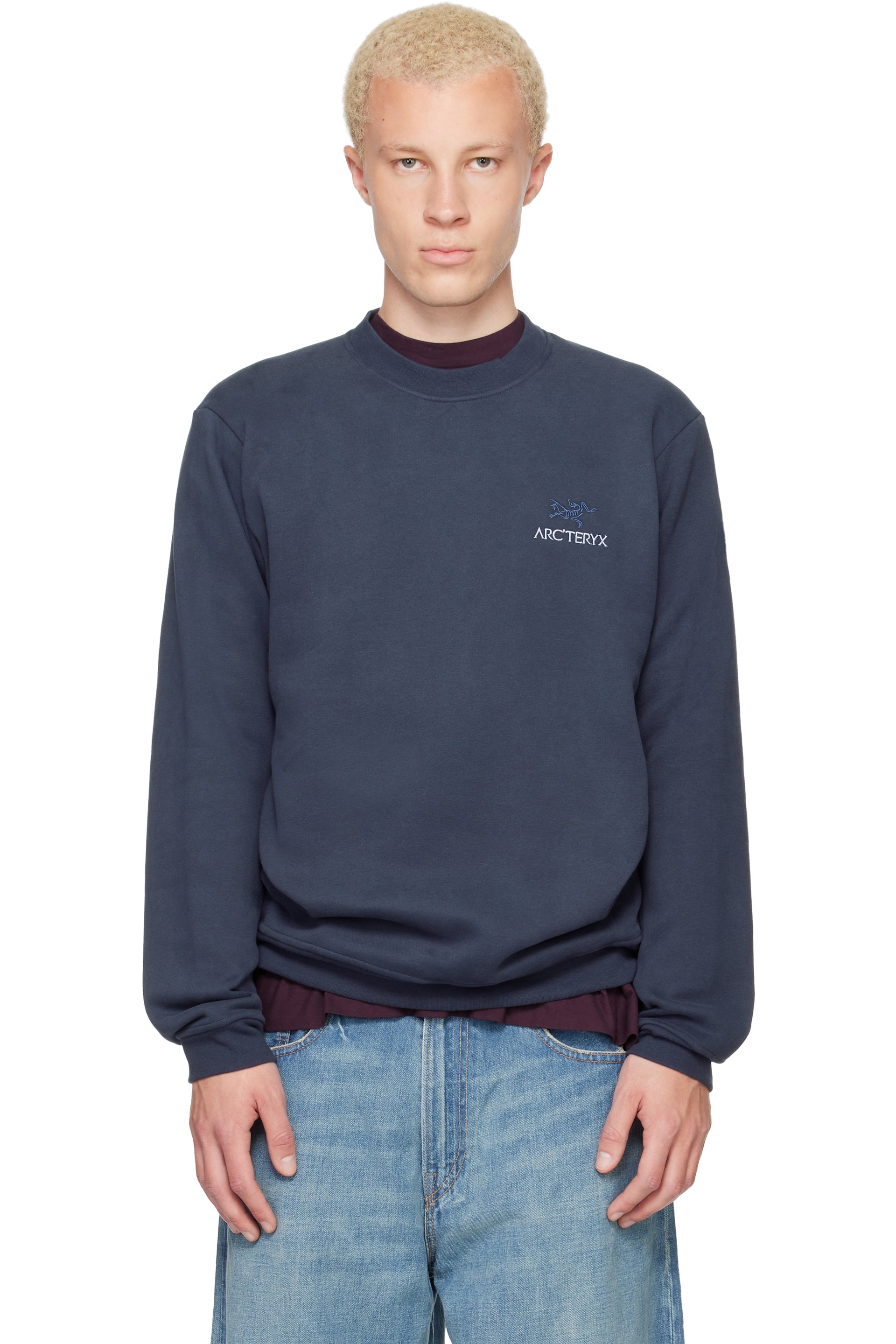 Arc'teryx - Navy Emblem Fleece Crew Neck Sweatshirt