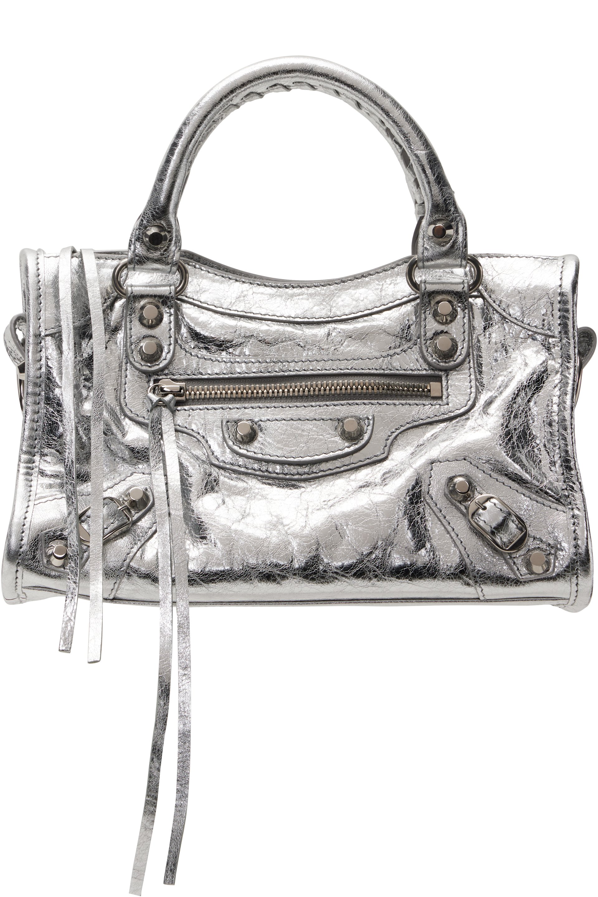 Balenciaga - 银色 Le City Mini Metallic Lamb Leather 手提包