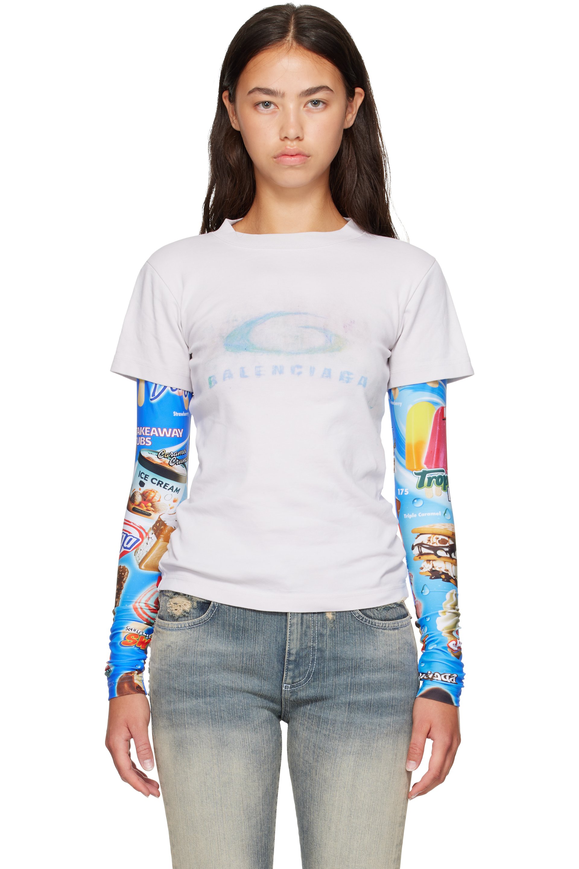 Balenciaga - Gray Double Sleeve T-shirt