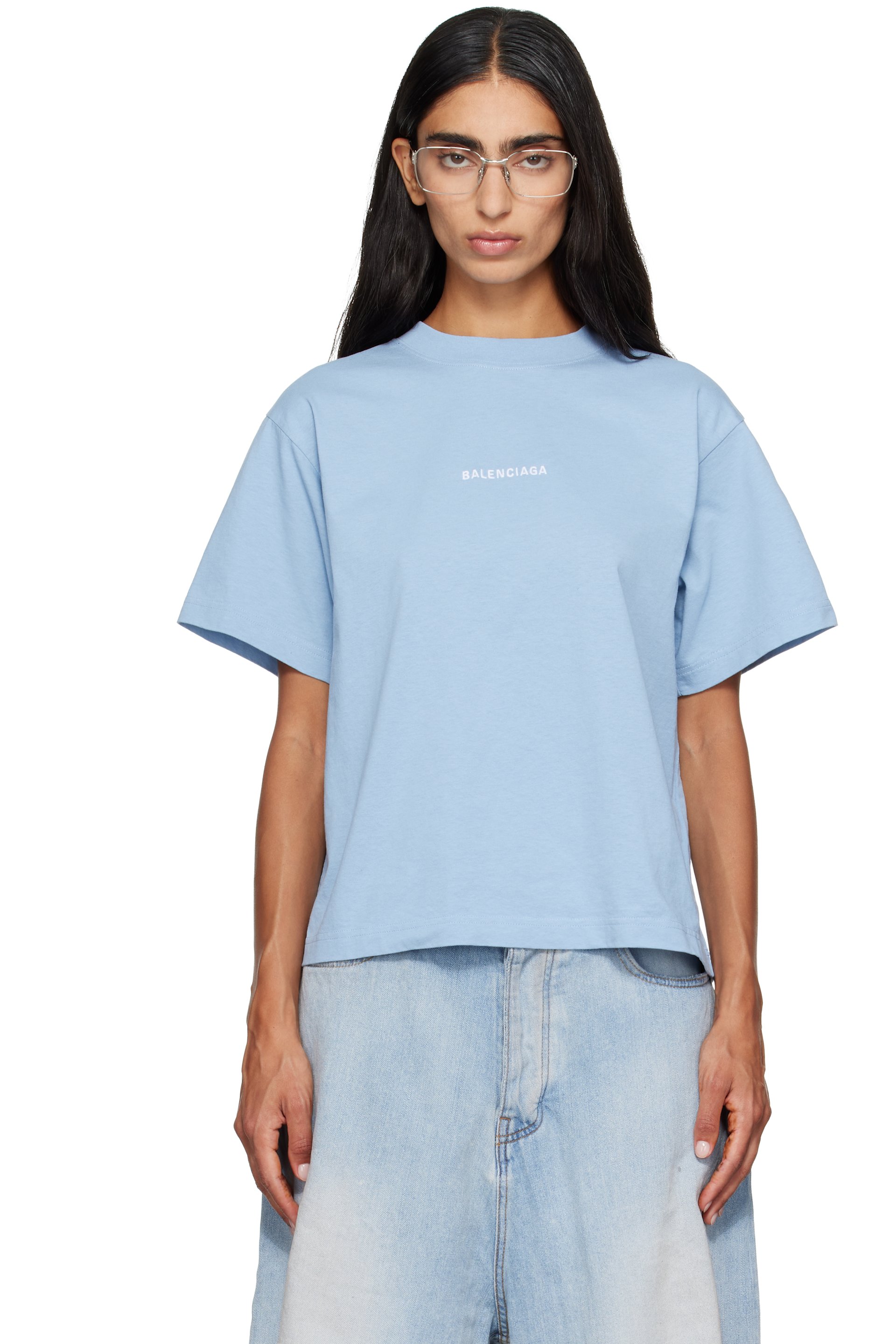 Balenciaga - 蓝色 Balenciaga Back Medium Fit T 恤