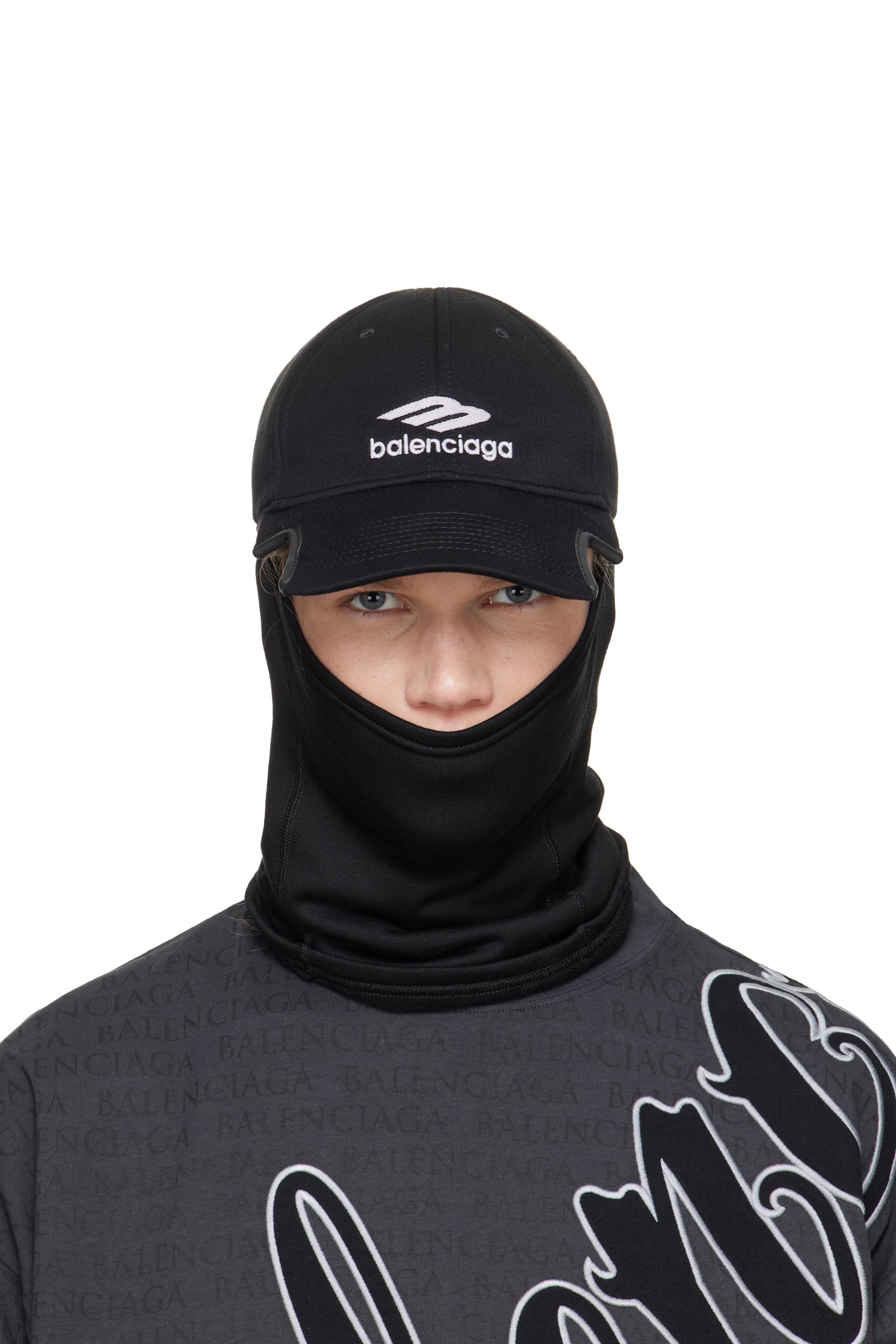 Balenciaga - Casquette noire à cache-cou intégré