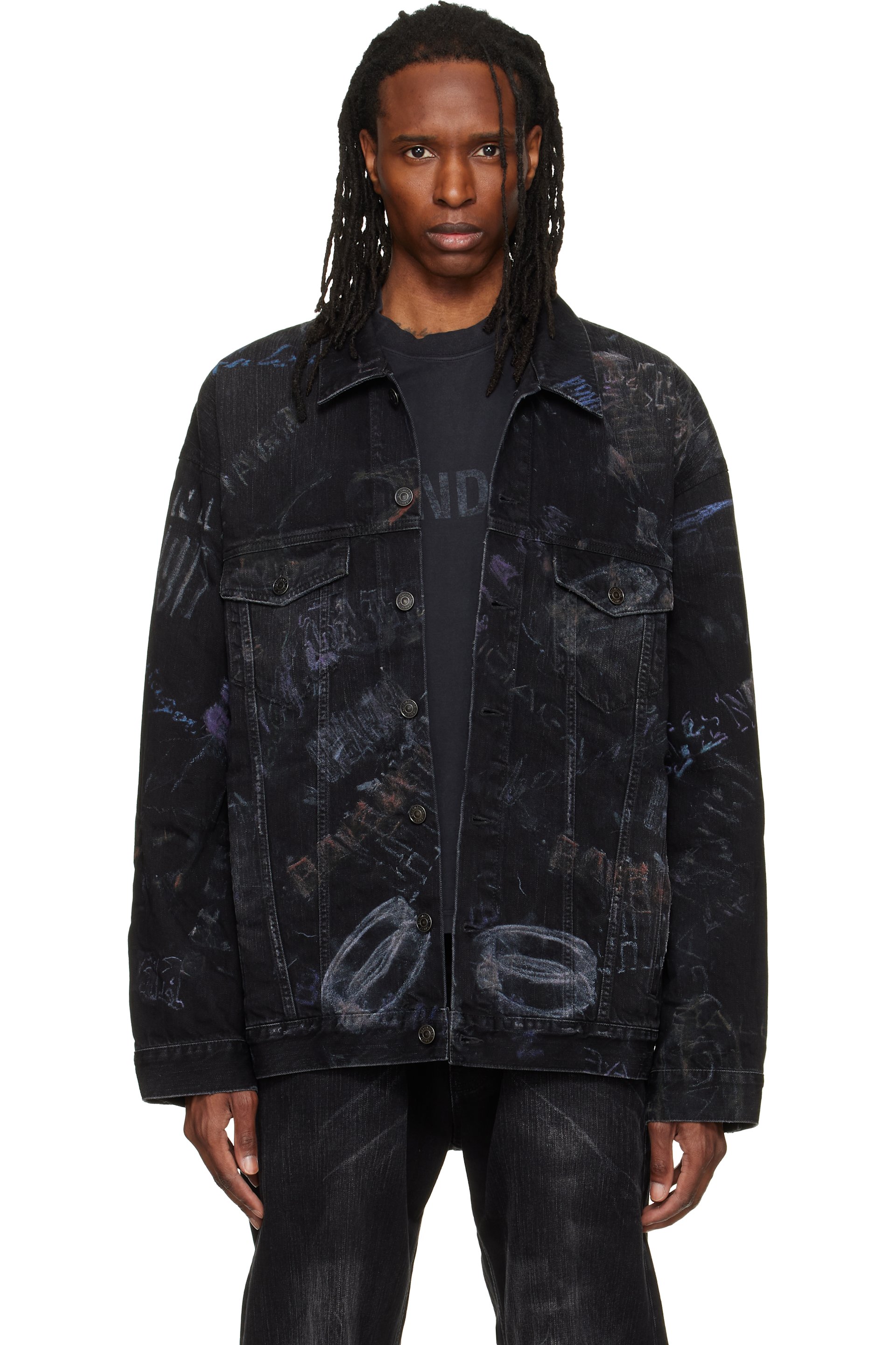 Balenciaga - Blouson surdimensionné noir en denim