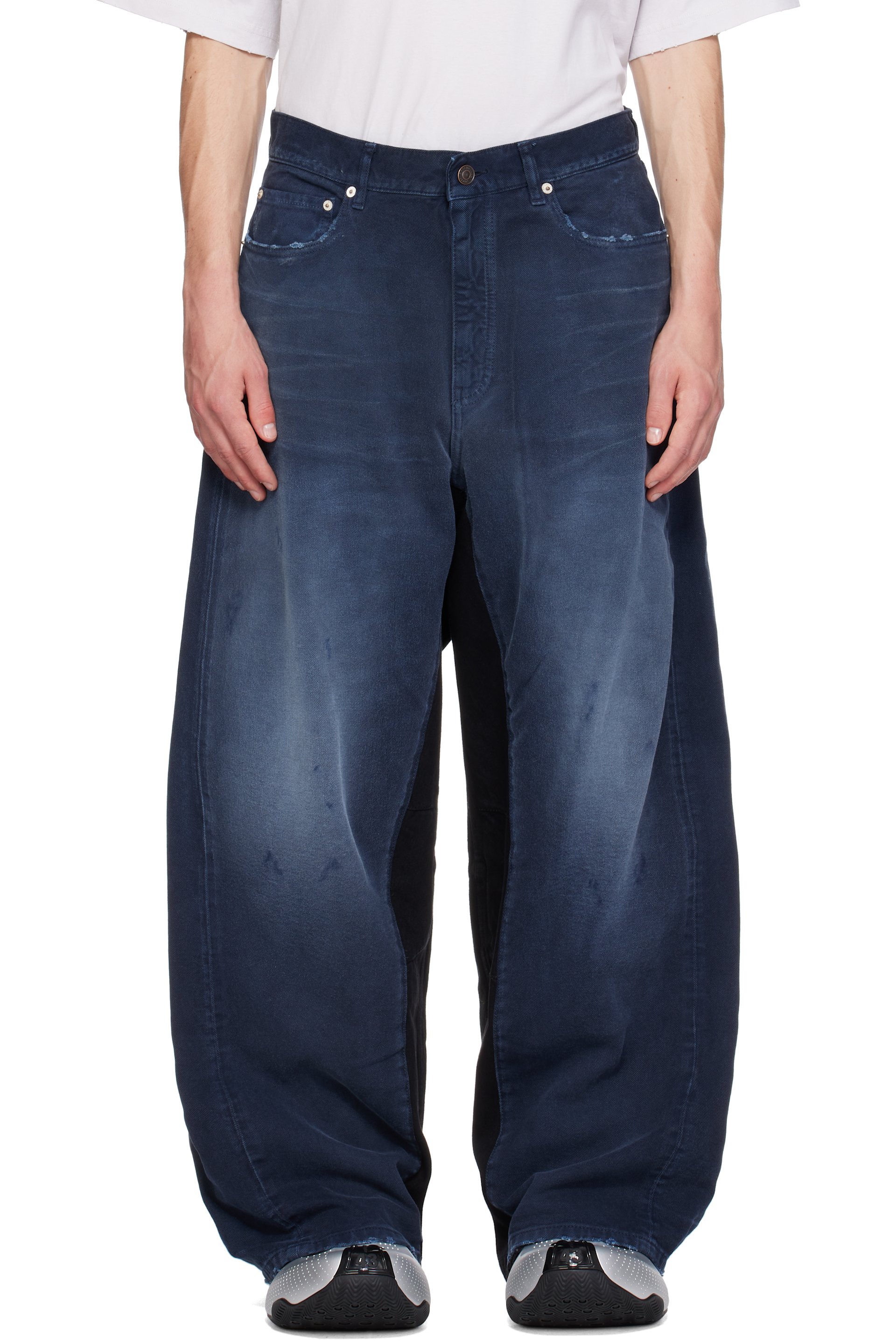 Balenciaga - Navy Patched Baggy Jeans